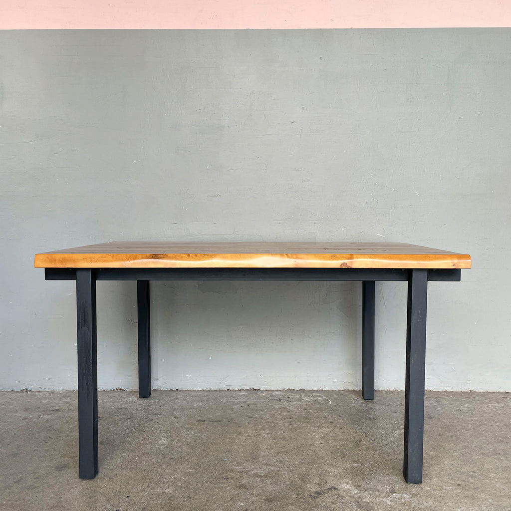 Solid Wood Dining Table with Black Metal Legs (140cm)