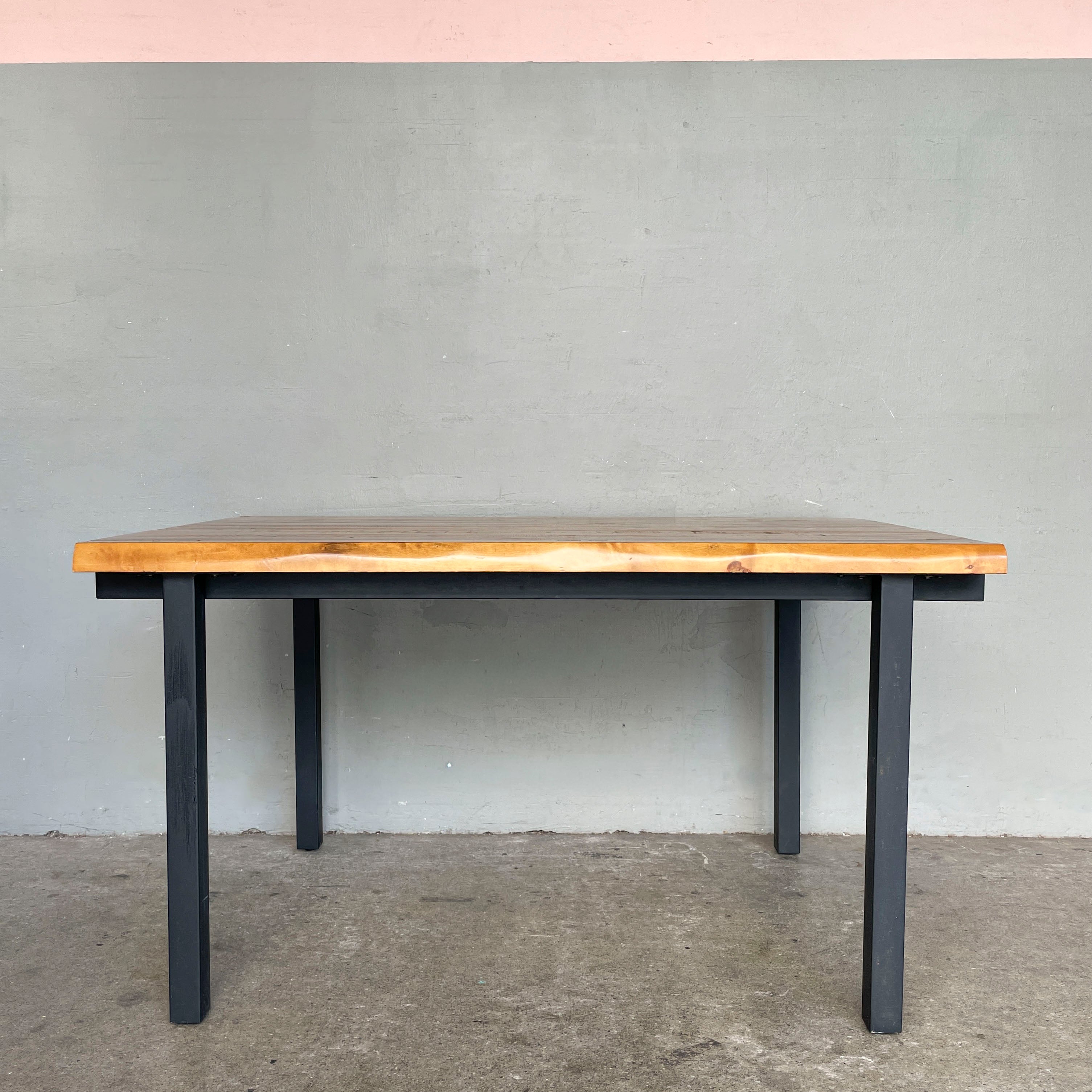 Solid Wood Dining Table with Black Metal Legs (140cm)