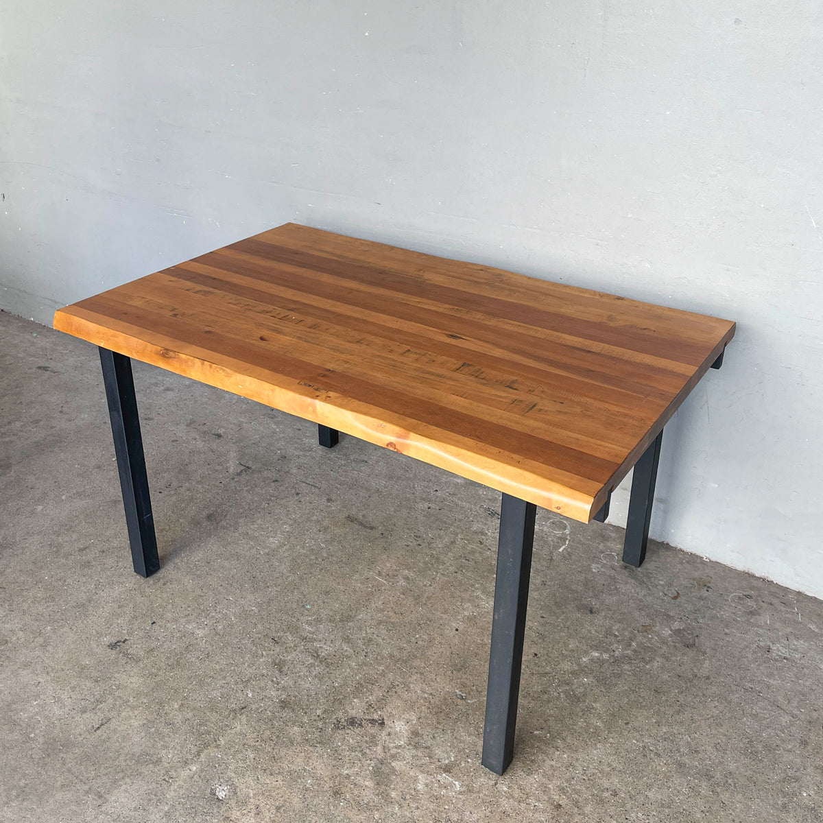 Solid Wood Dining Table with Black Metal Legs (140cm)