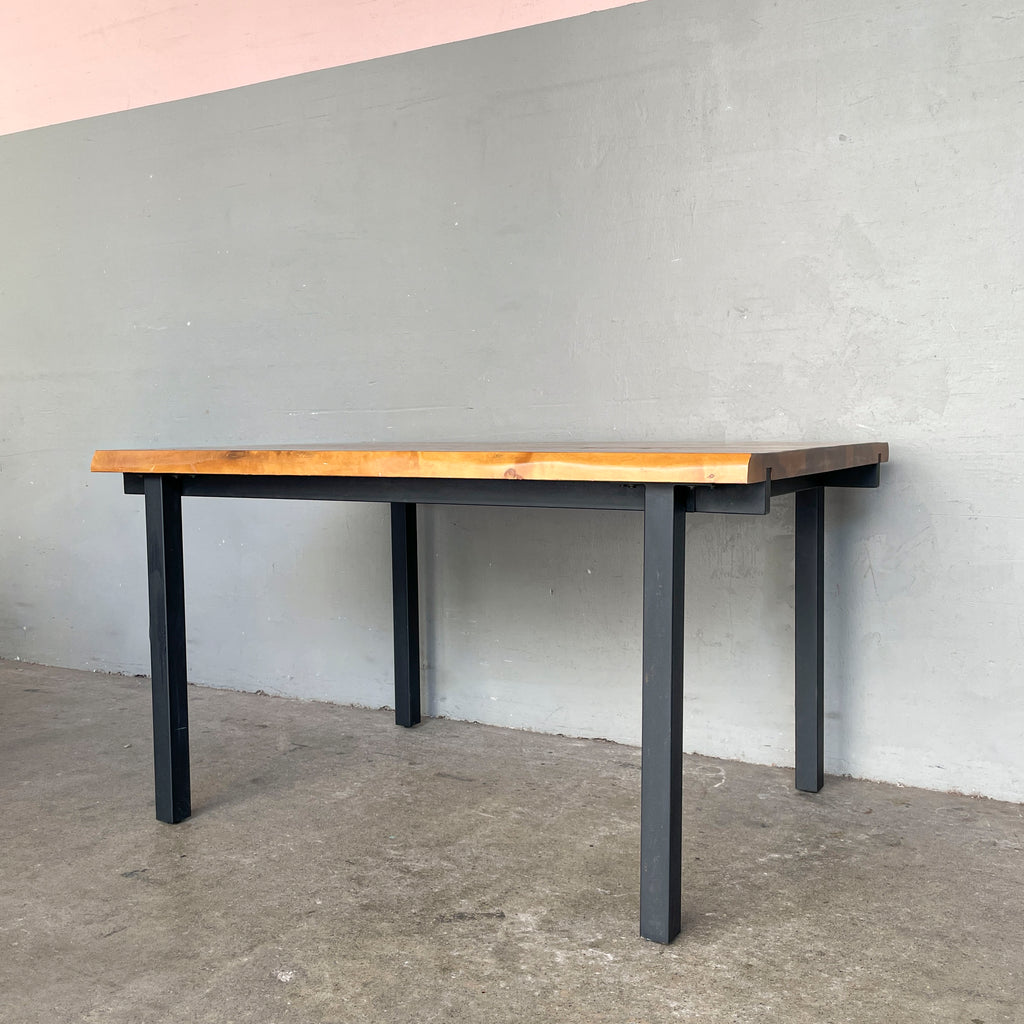 Solid Wood Dining Table with Black Metal Legs (140cm)