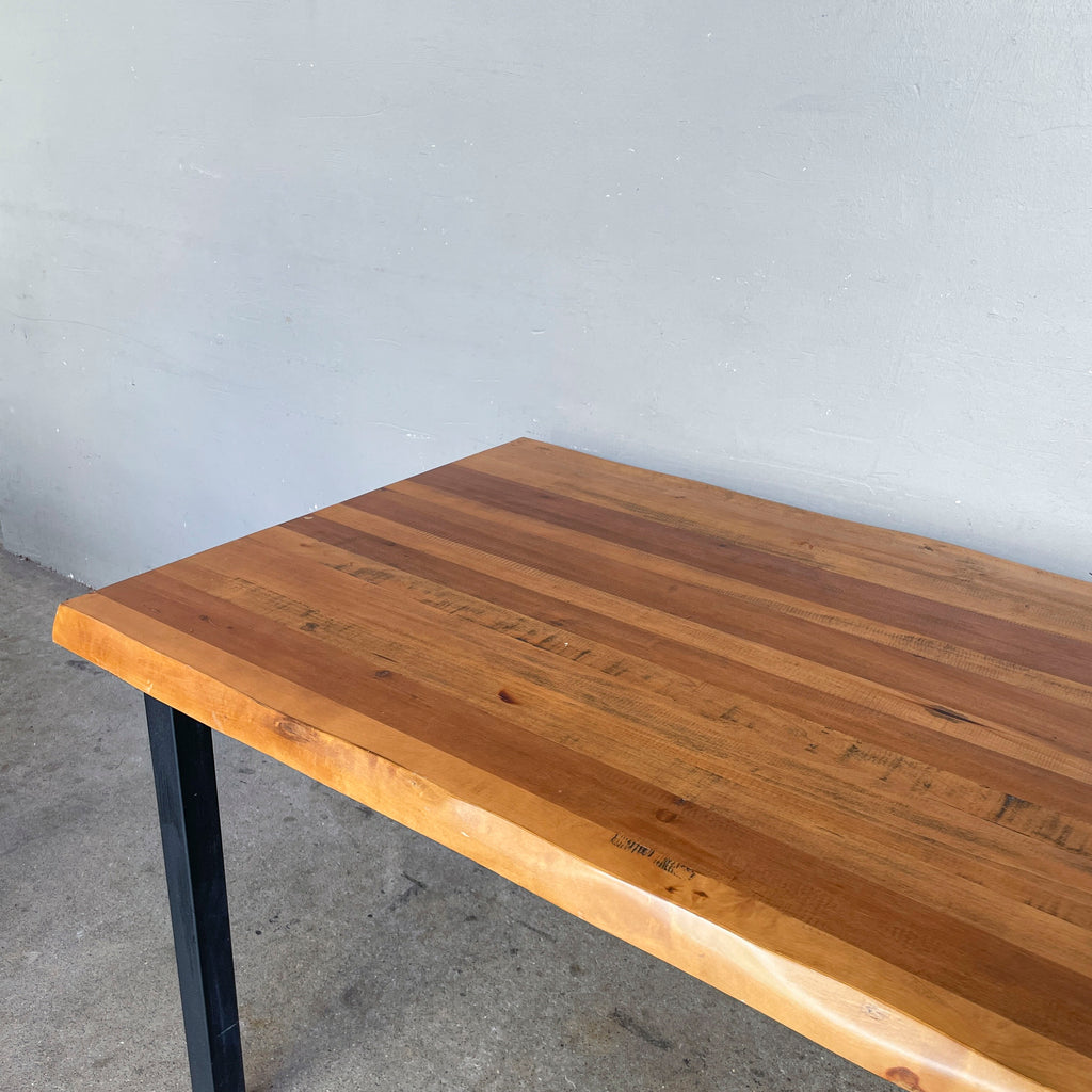 Solid Wood Dining Table with Black Metal Legs (140cm)