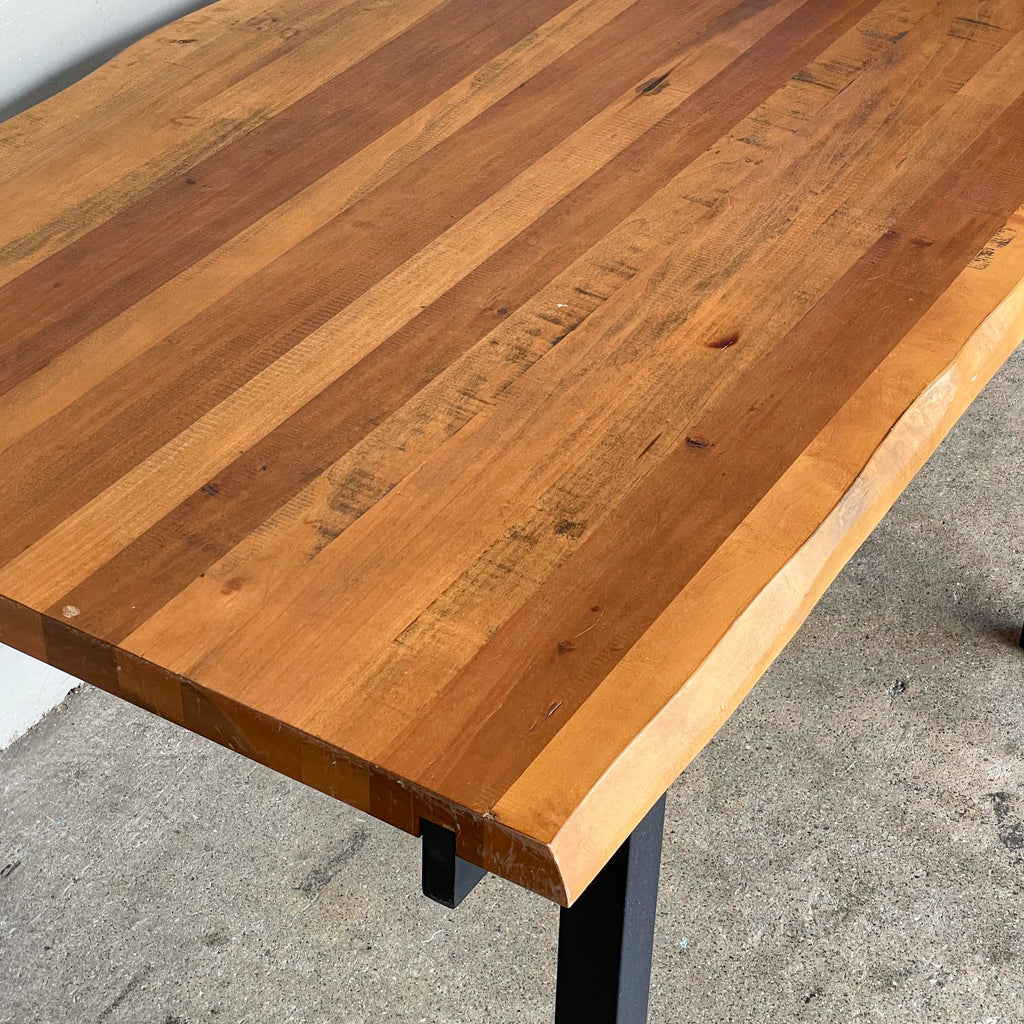 Solid Wood Dining Table with Black Metal Legs (140cm)