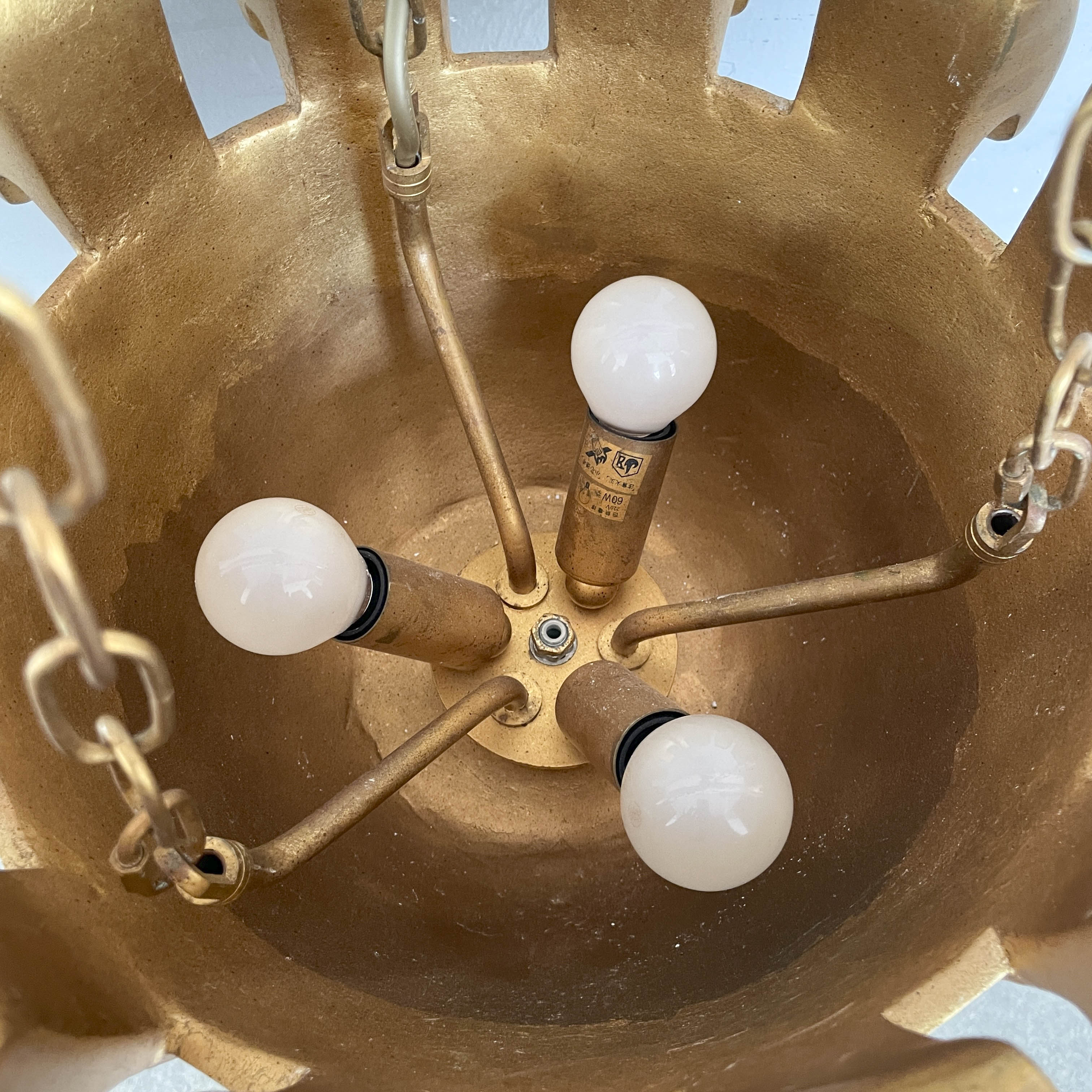 Gold Ribbed Bowl Pendant Light