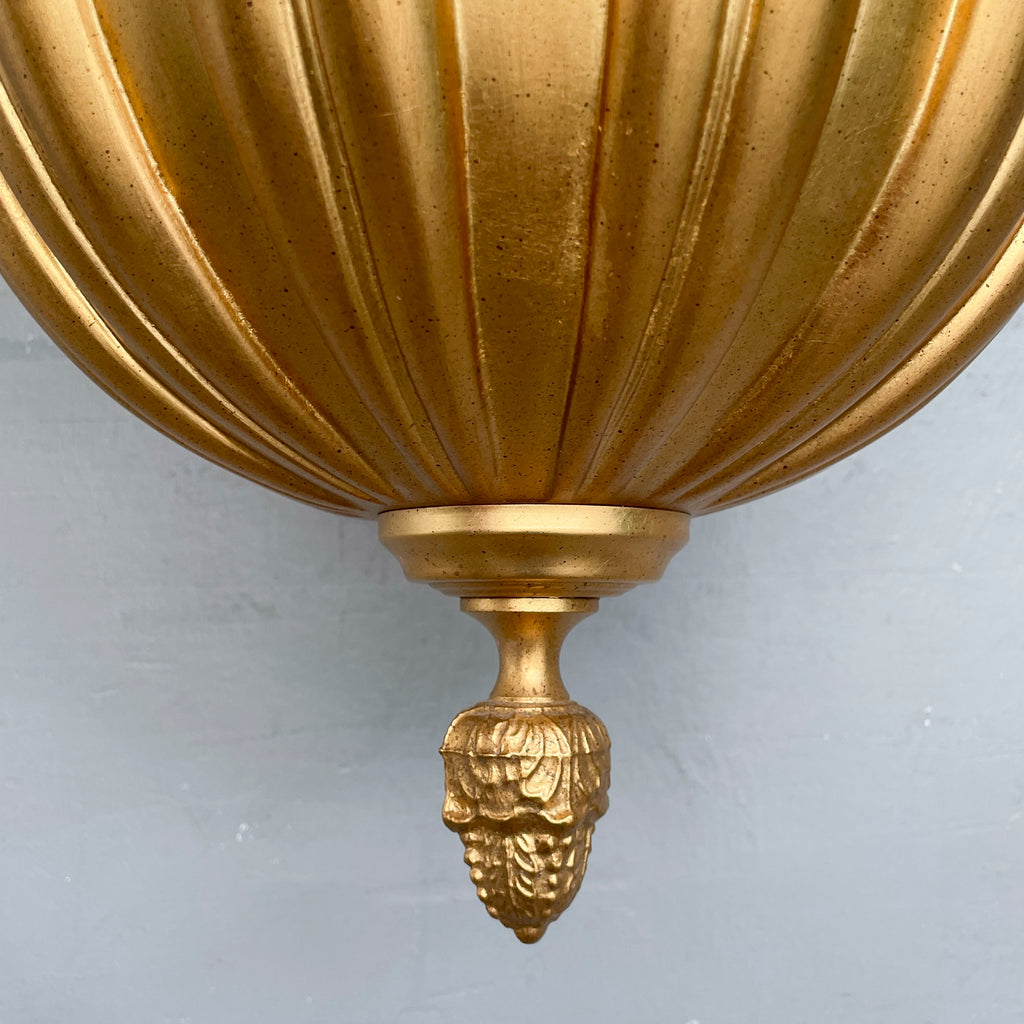 Gold Ribbed Bowl Pendant Light