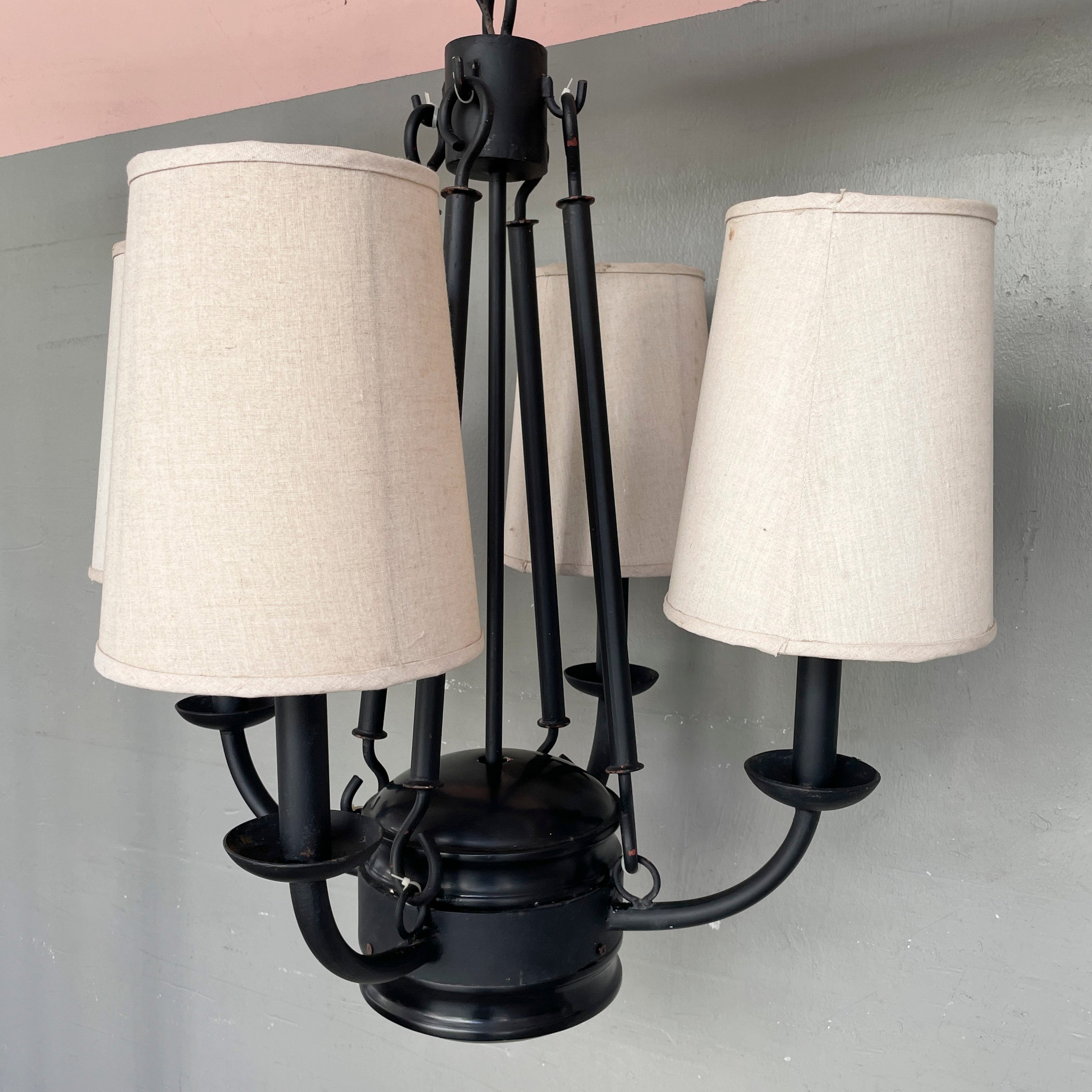 4-Arm Classic Black Frame Chandelier
