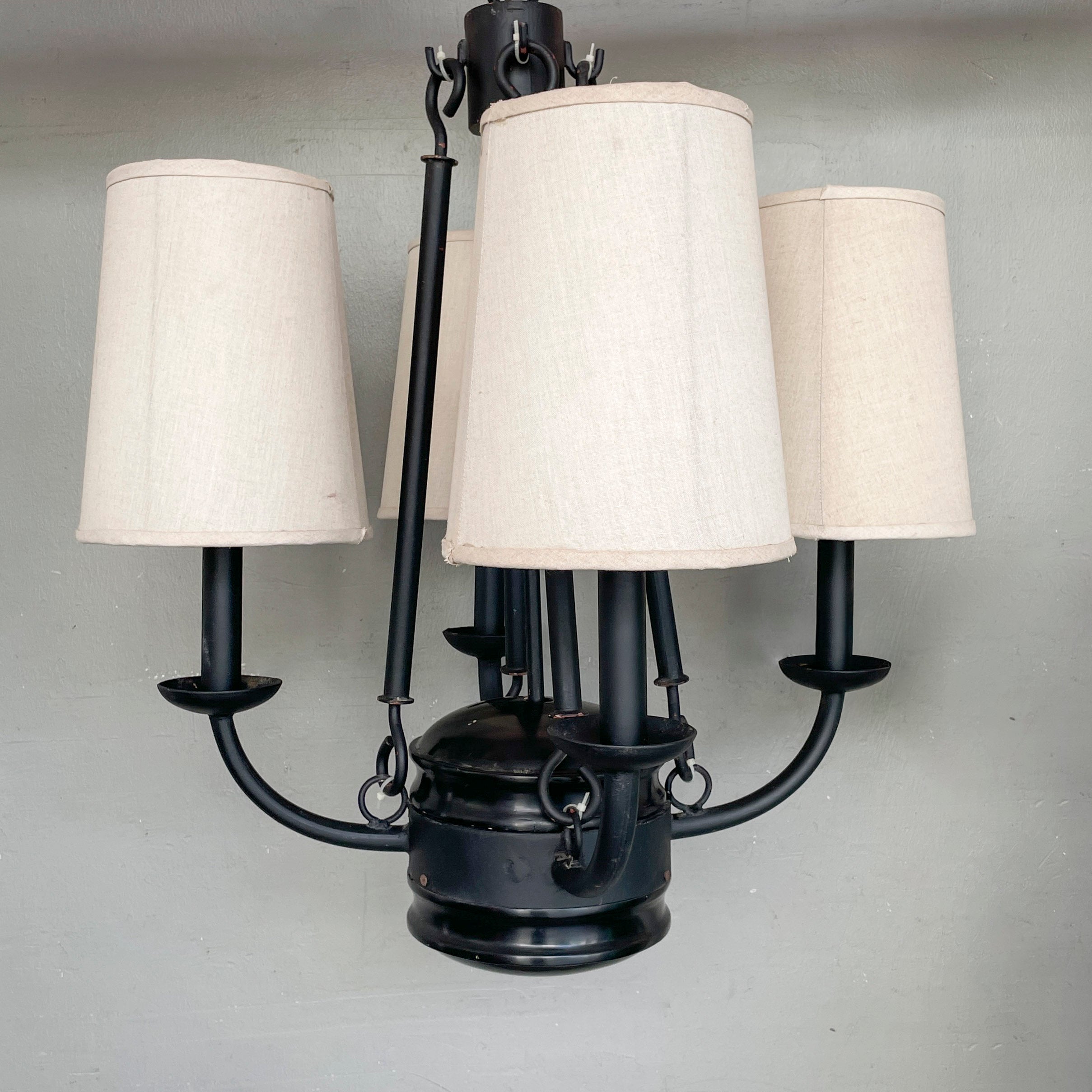 4-Arm Classic Black Frame Chandelier