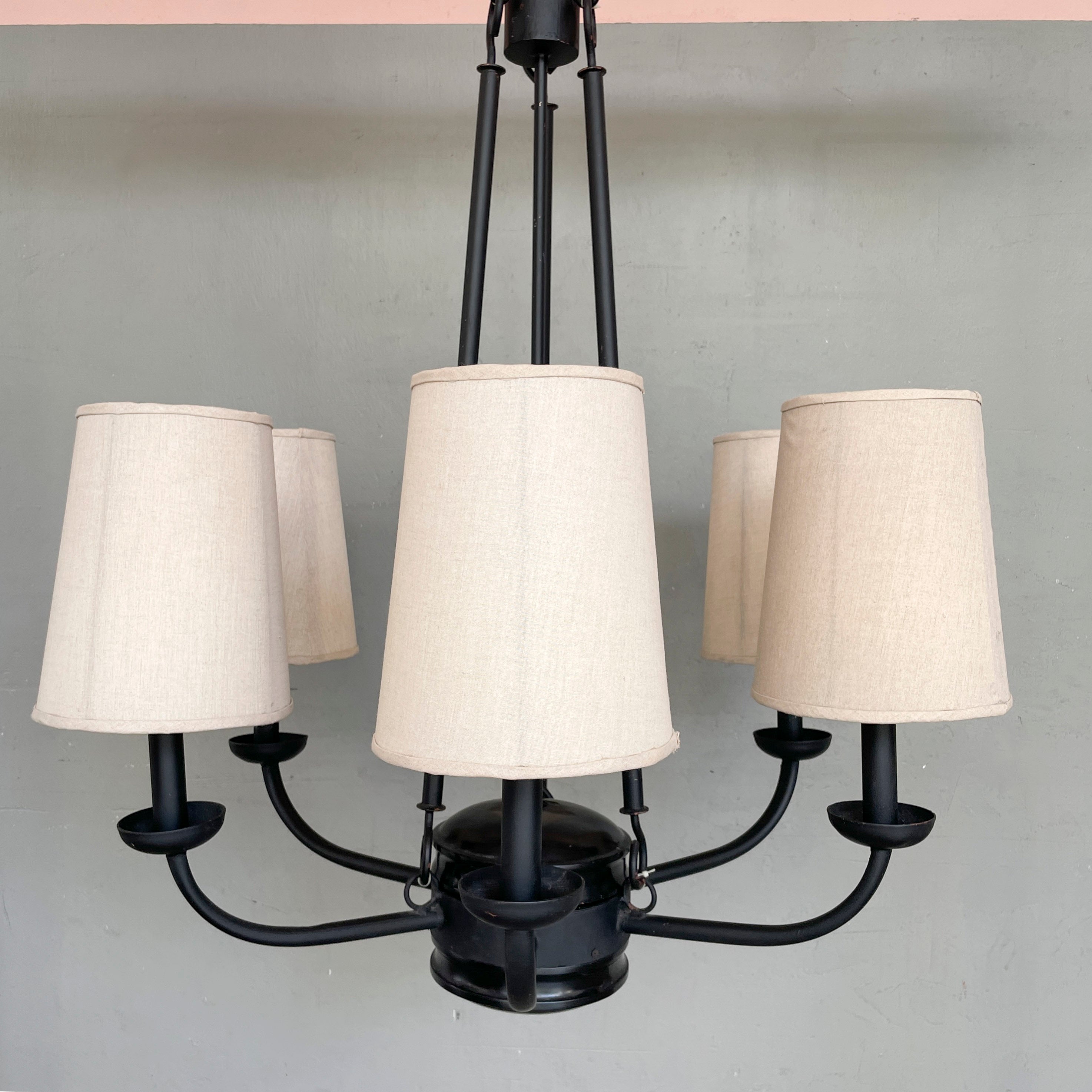 6-Arm Classic Black Frame Chandelier