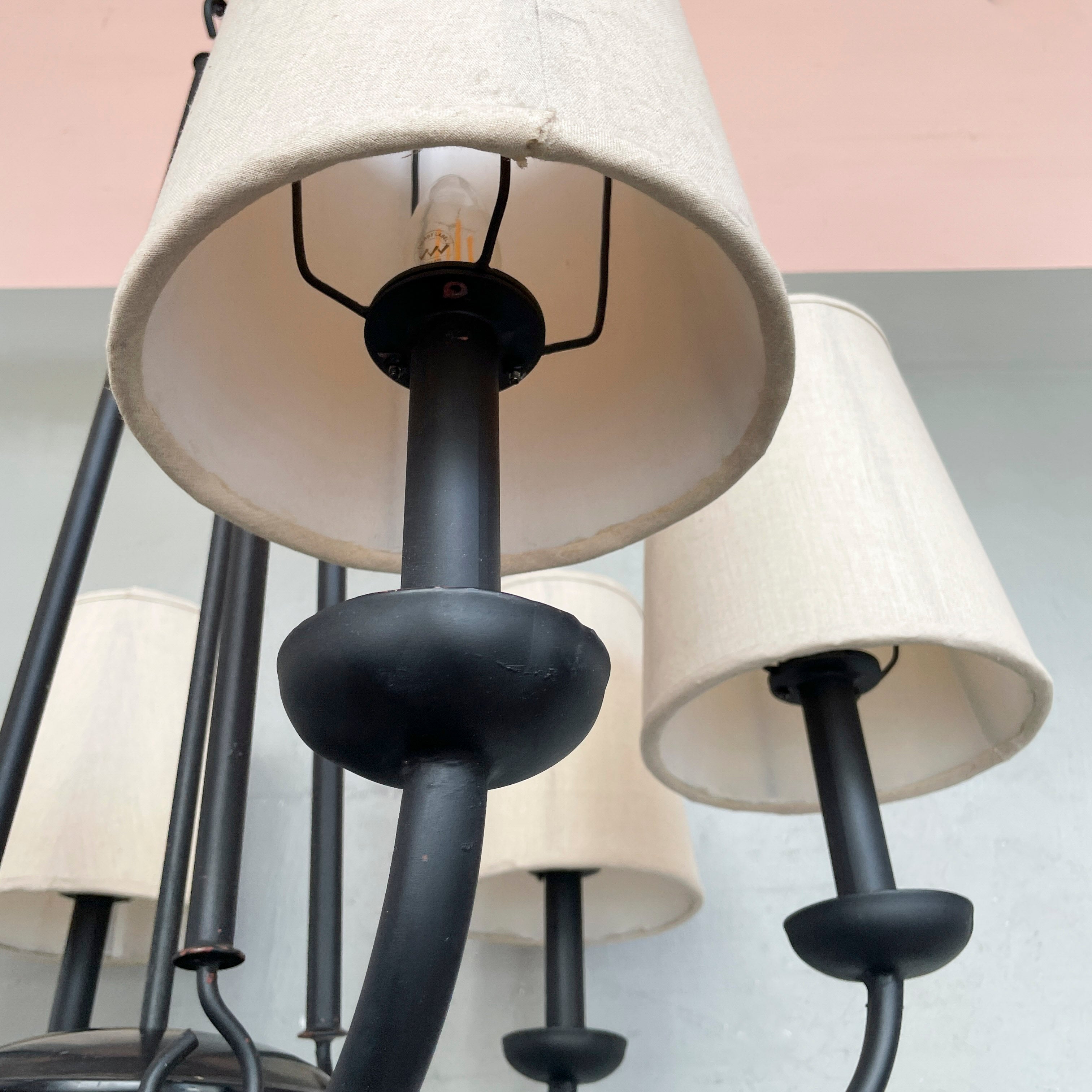 6-Arm Classic Black Frame Chandelier