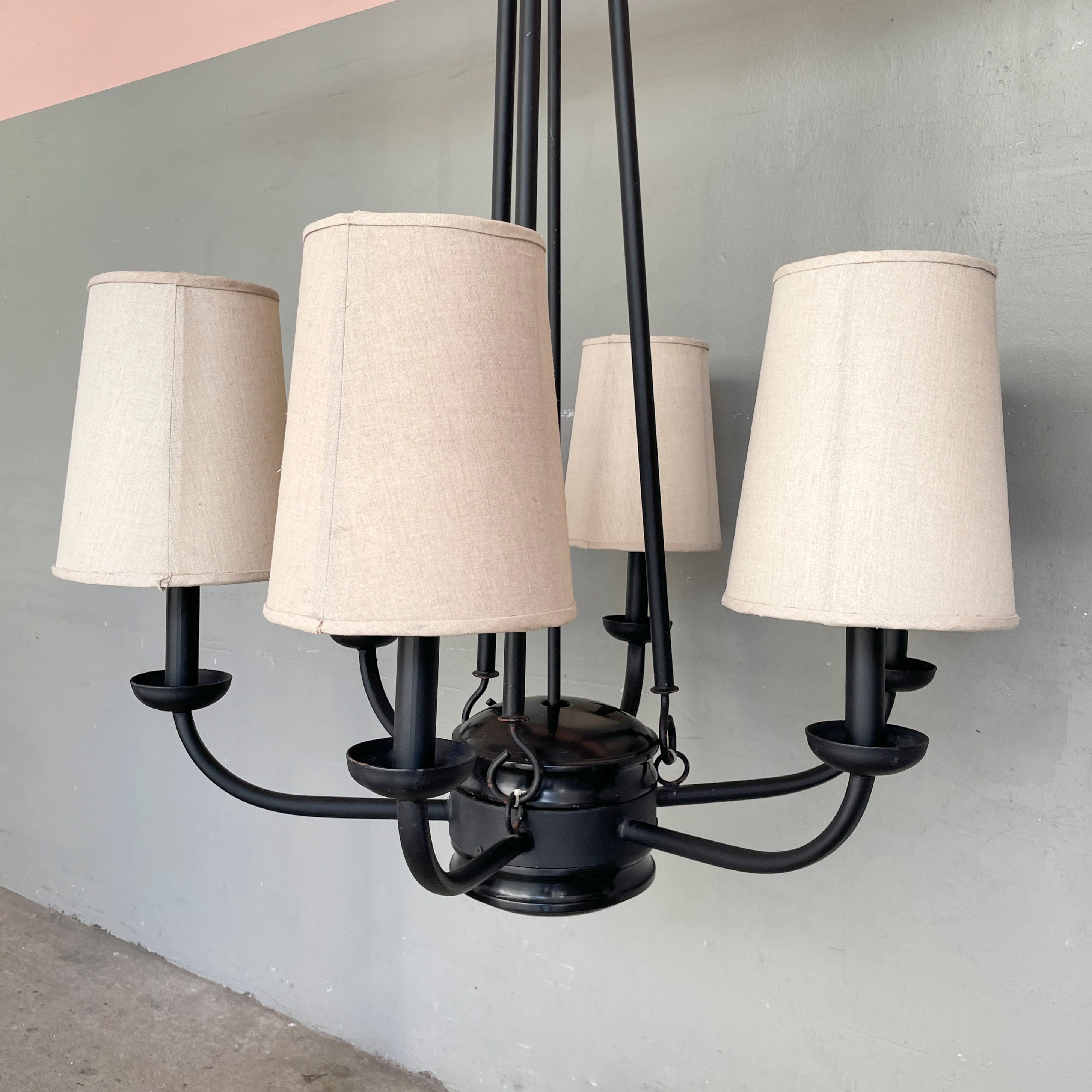 6-Arm Classic Black Frame Chandelier