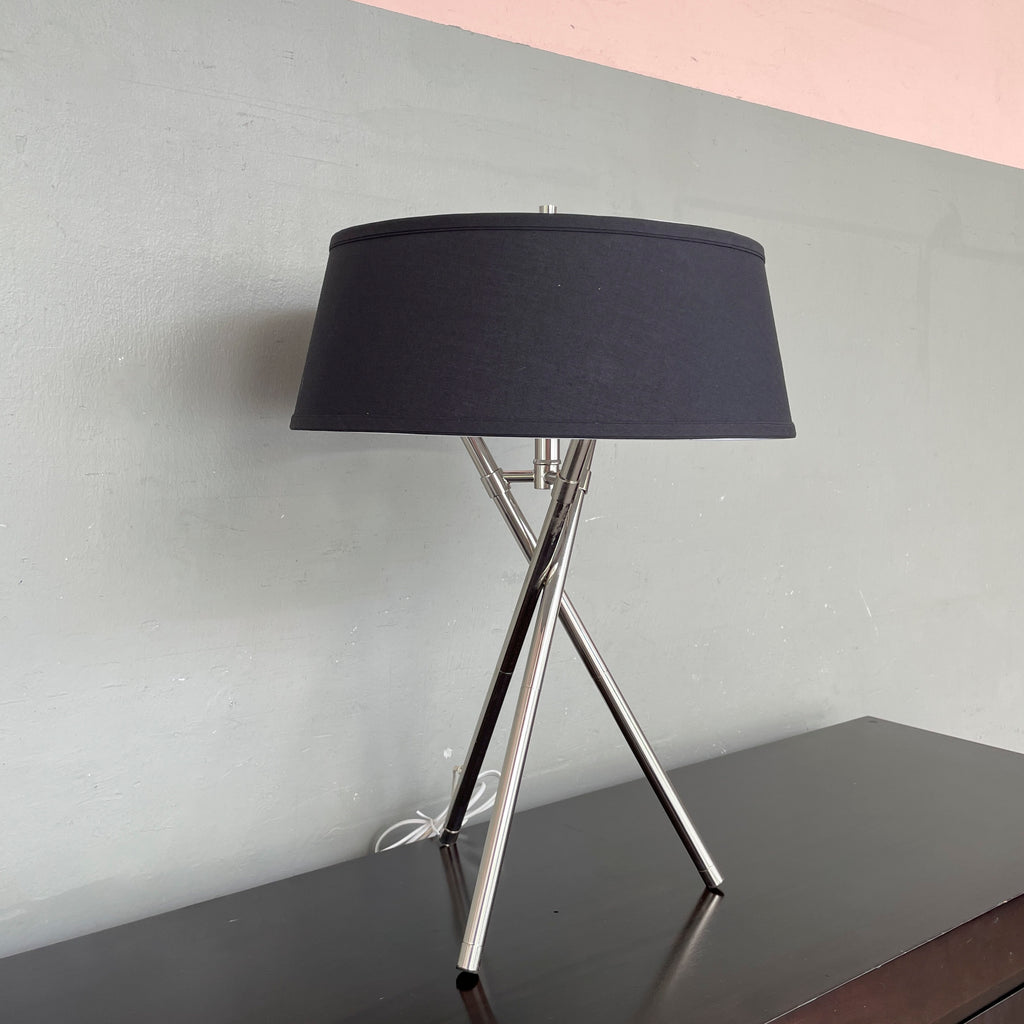 Polished Metal Tripod Table Lamp