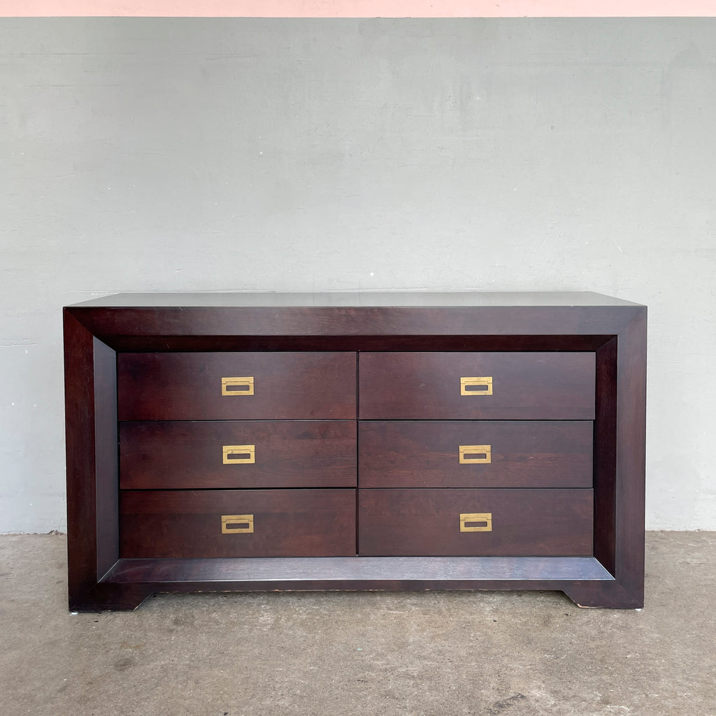 Dark Wood Six-Drawer Dresser