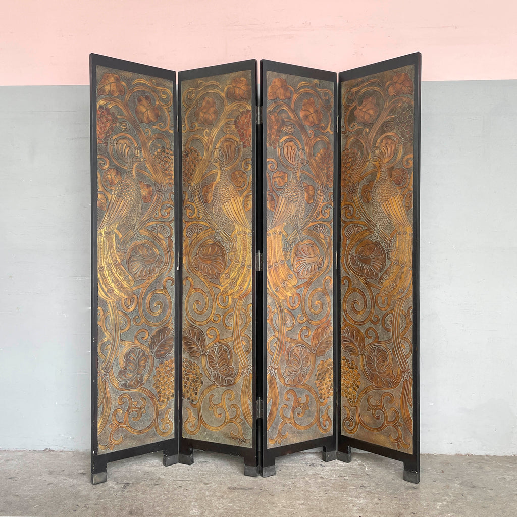 Peacock & Foliage 4-Fold Partition