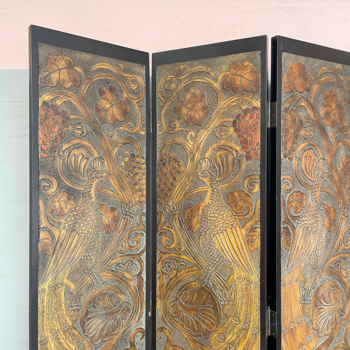 Peacock & Foliage 4-Fold Partition