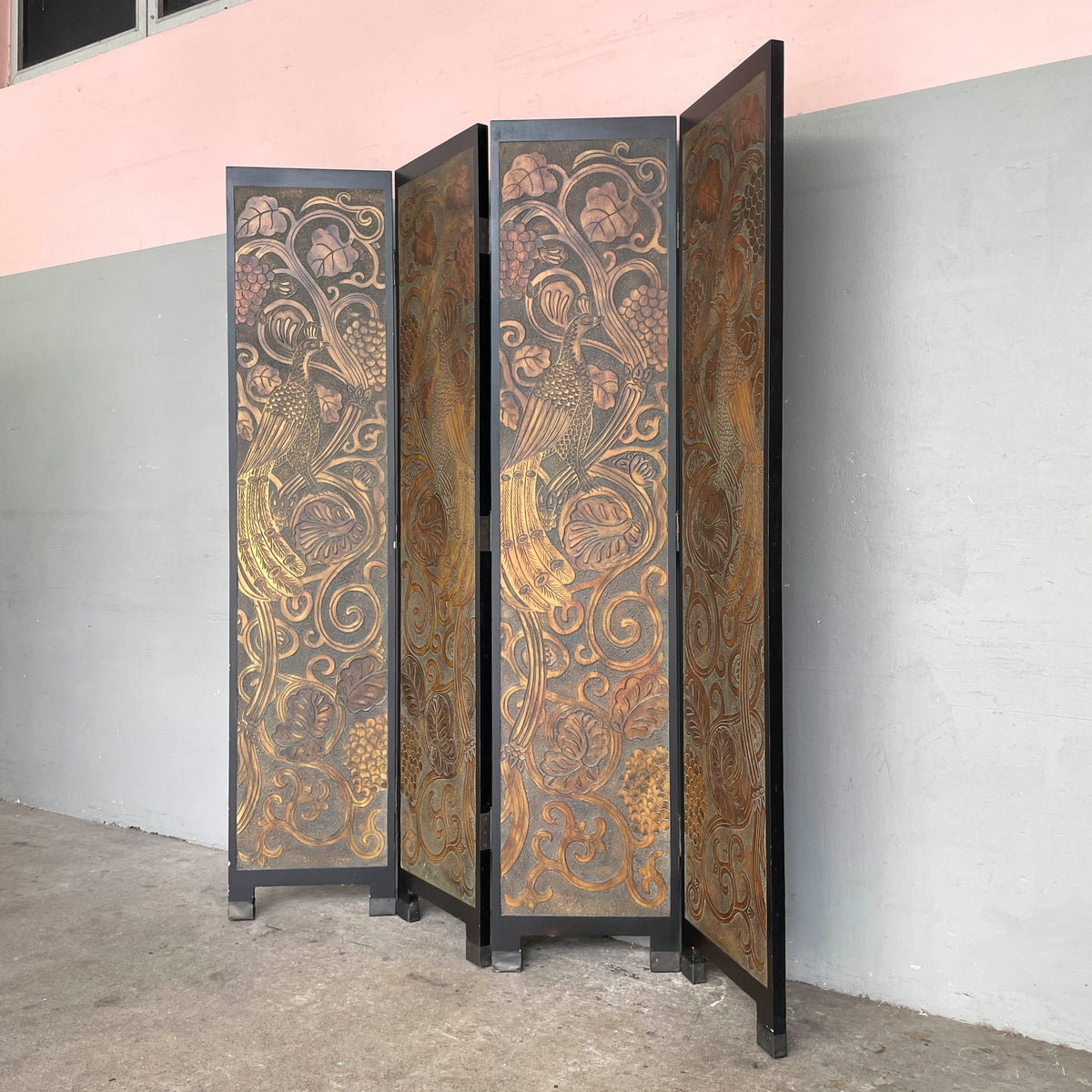 Peacock & Foliage 4-Fold Partition