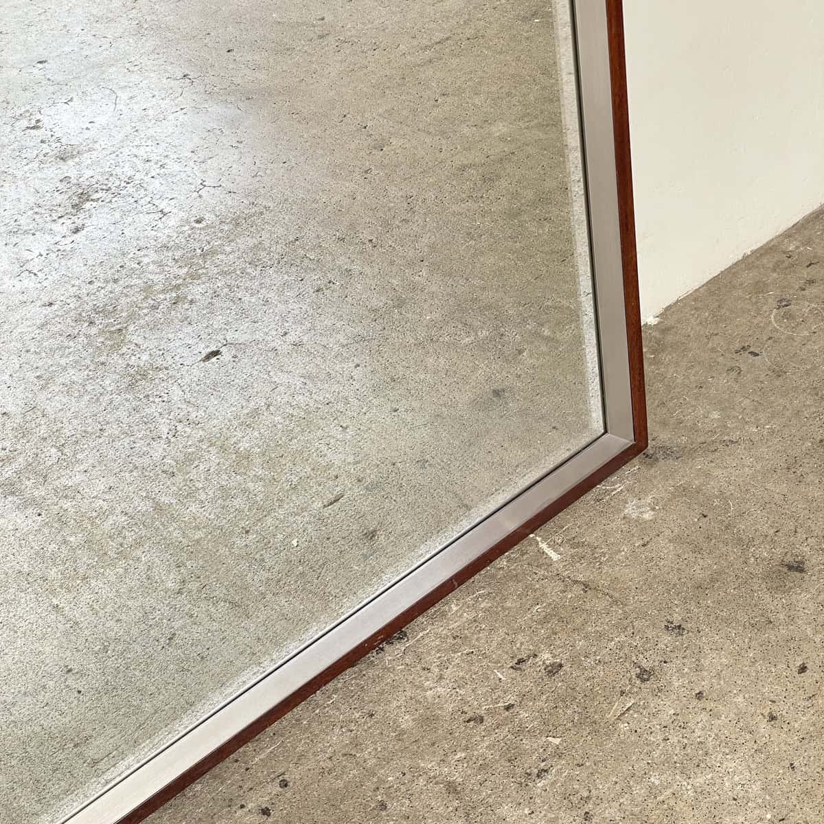 Brushed Metal & Wood Framed Mirror (100 × 120 cm)
