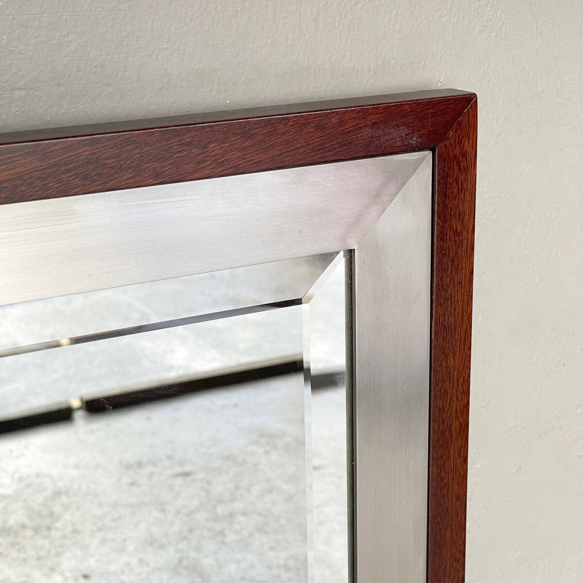 Brushed Metal & Wood Framed Mirror (100 × 120 cm)