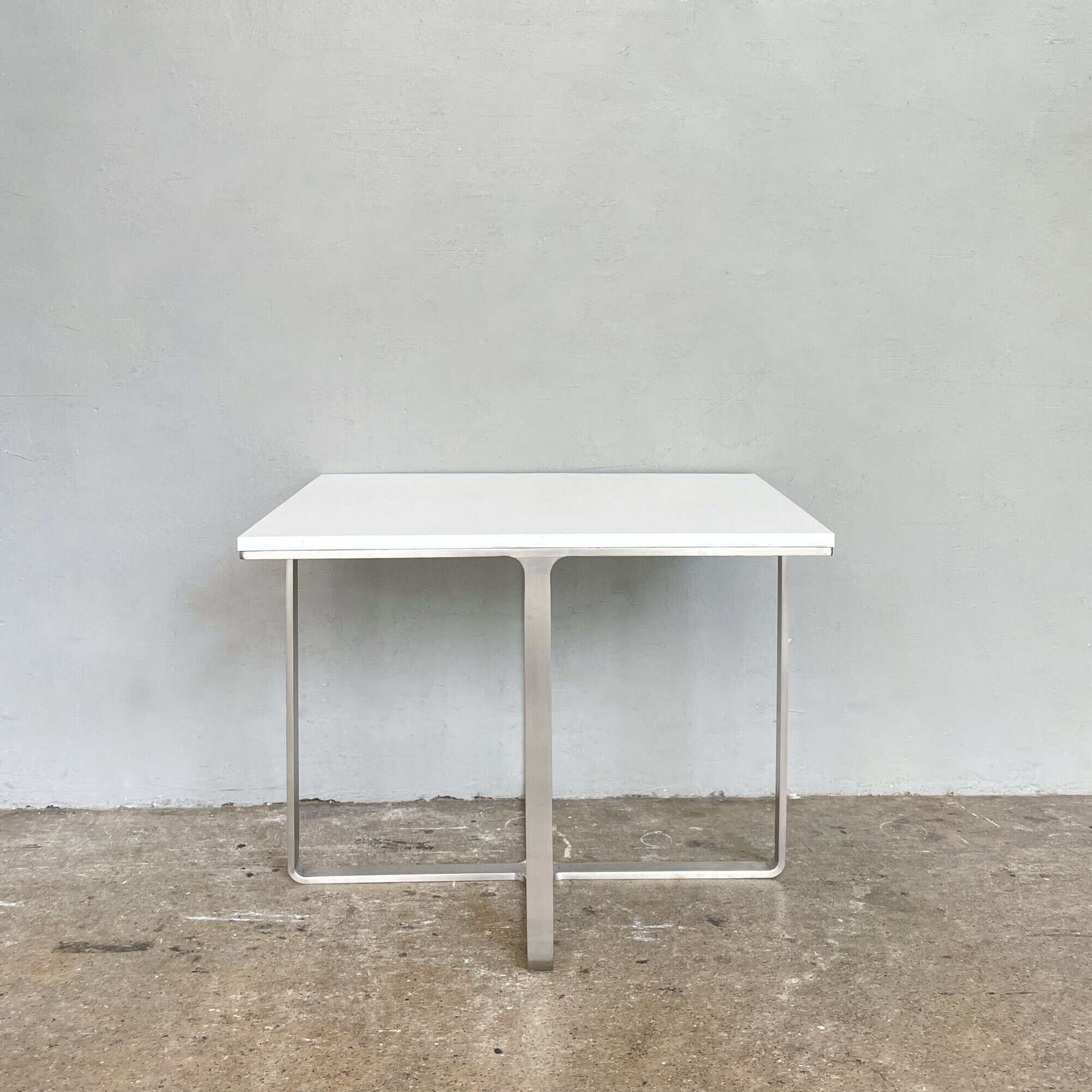 Minimal Side Table - White with Aluminium Legs