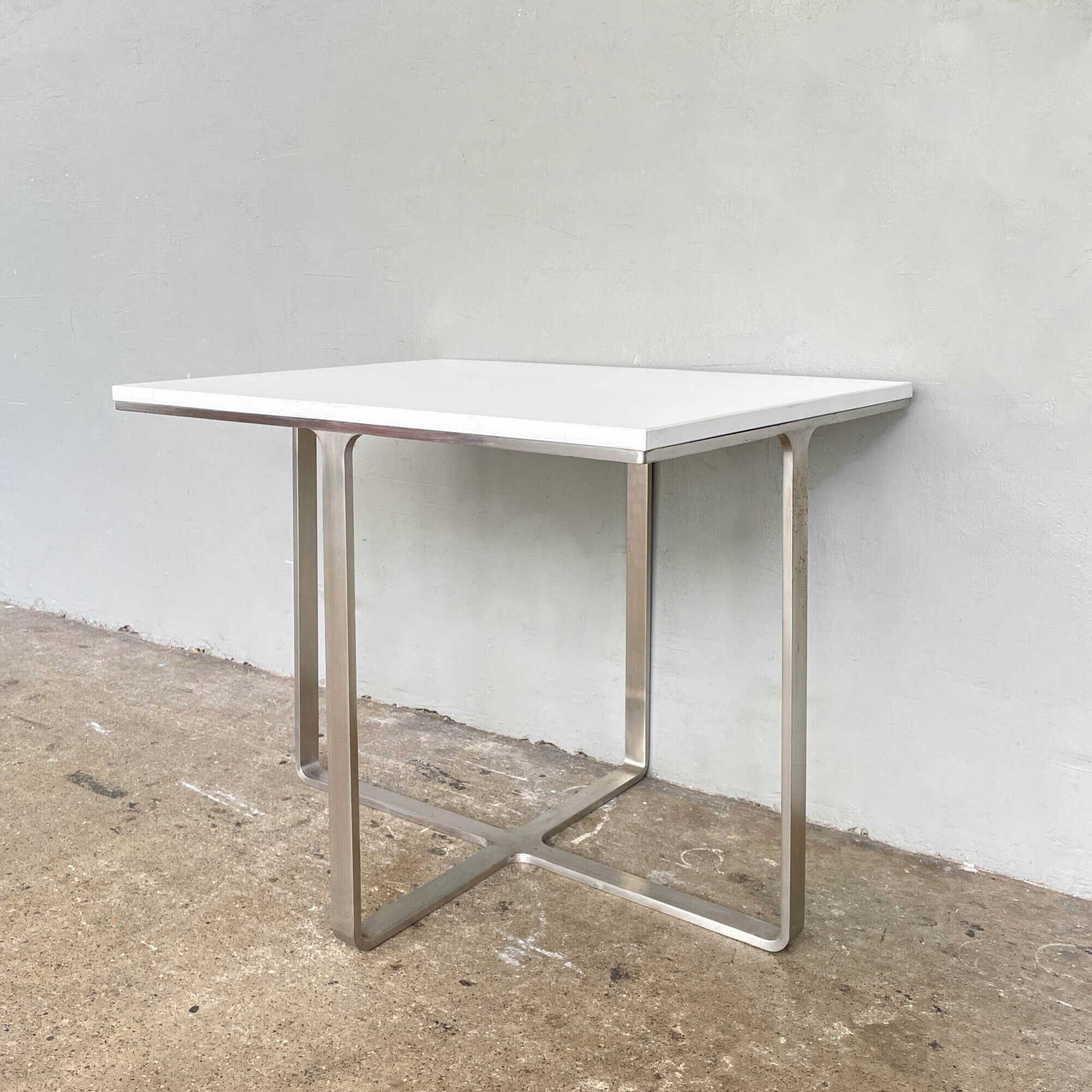 Minimal Side Table - White with Aluminium Legs