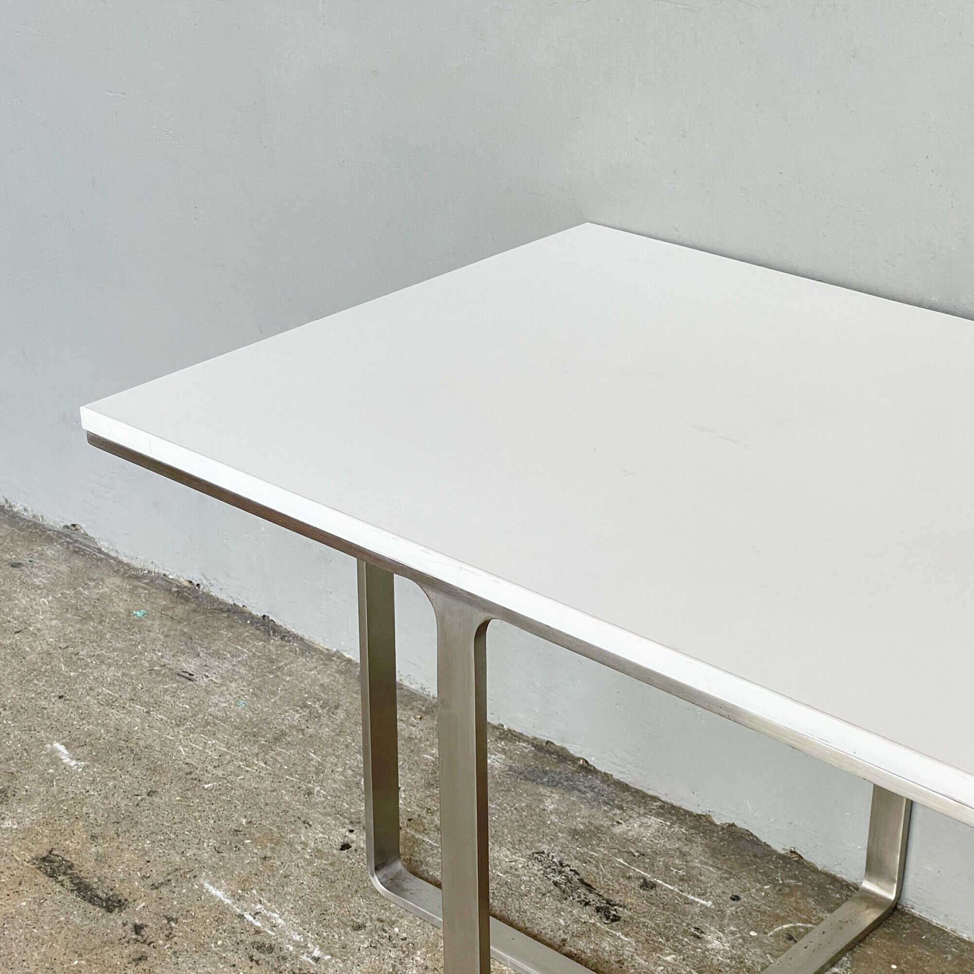 Minimal Side Table - White with Aluminium Legs