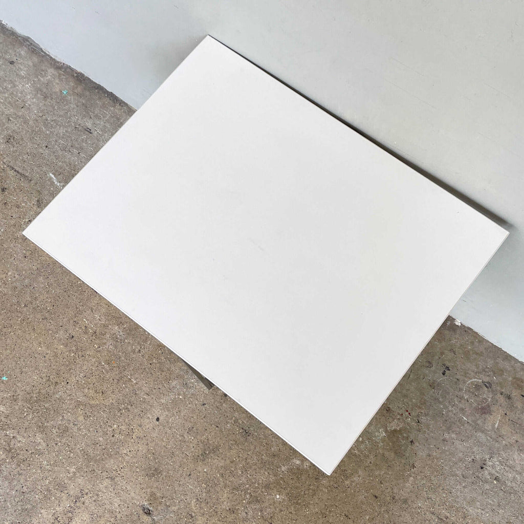 Minimal Side Table - White with Aluminium Legs