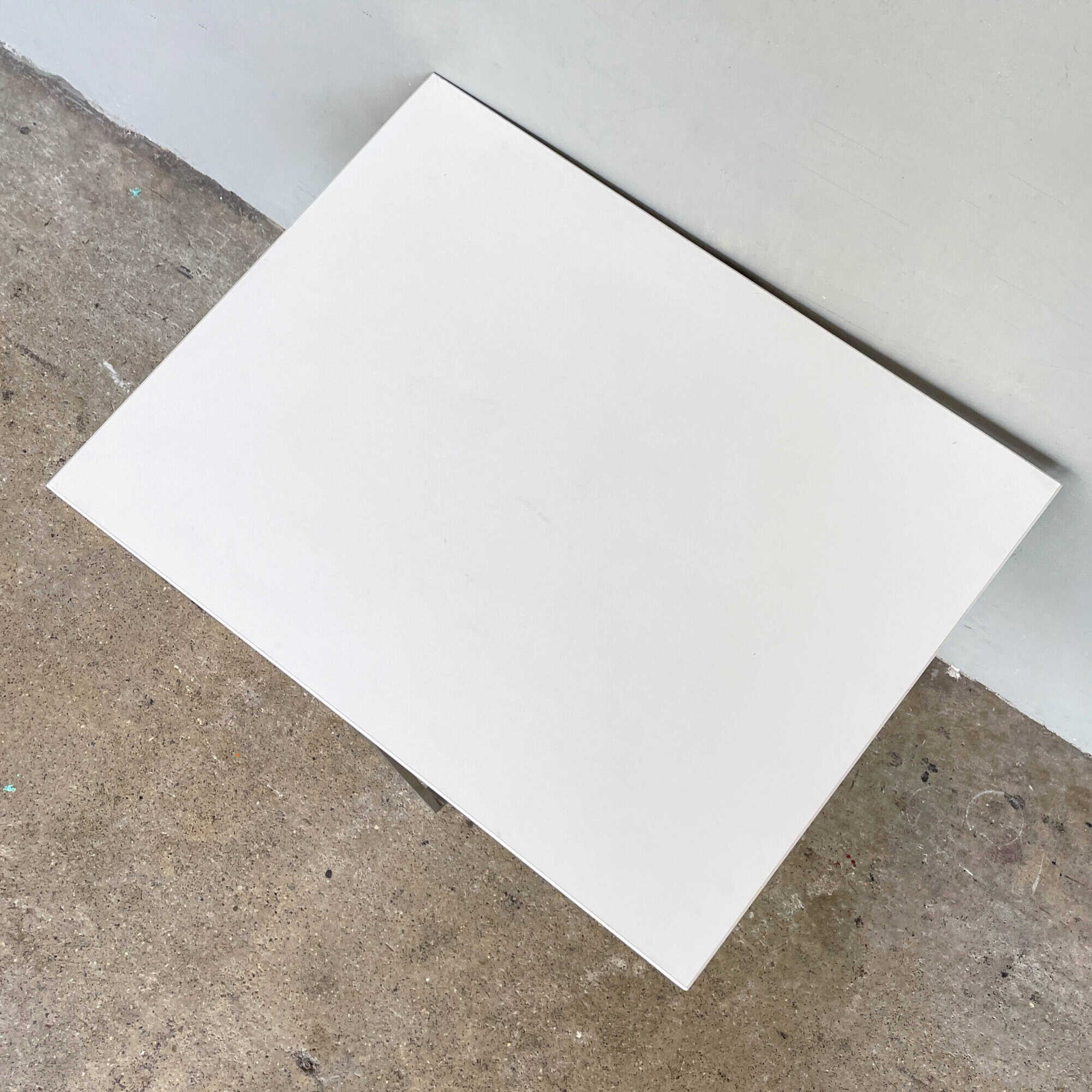 Minimal Side Table - White with Aluminium Legs