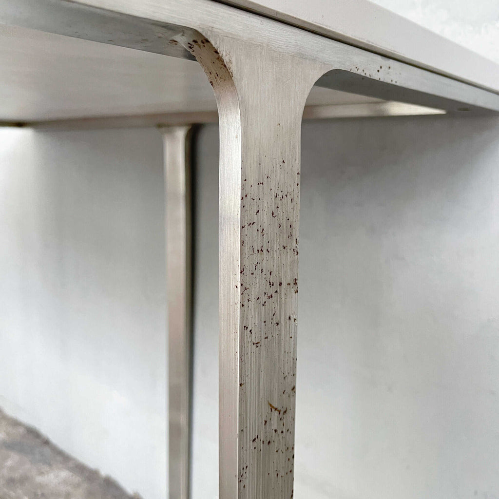 Minimal Side Table - White with Aluminium Legs