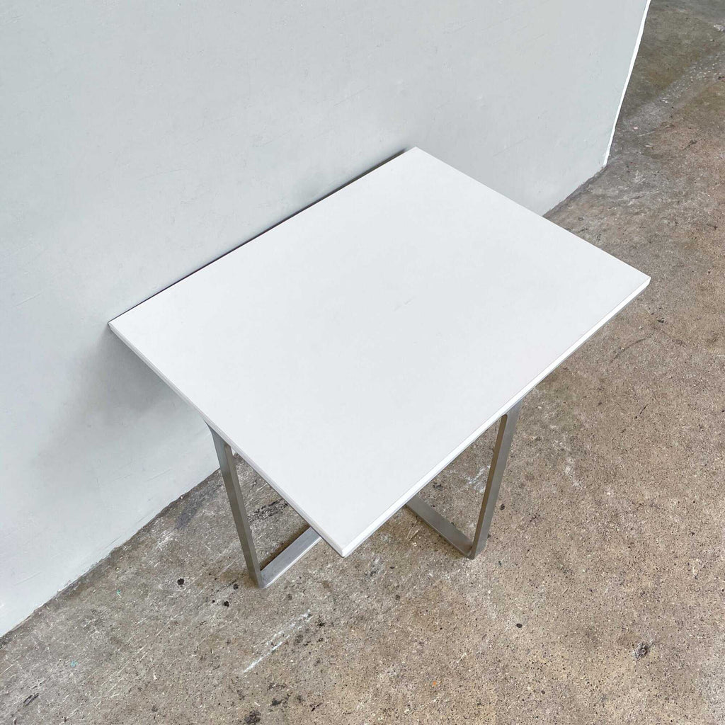 Minimal Side Table - White with Aluminium Legs