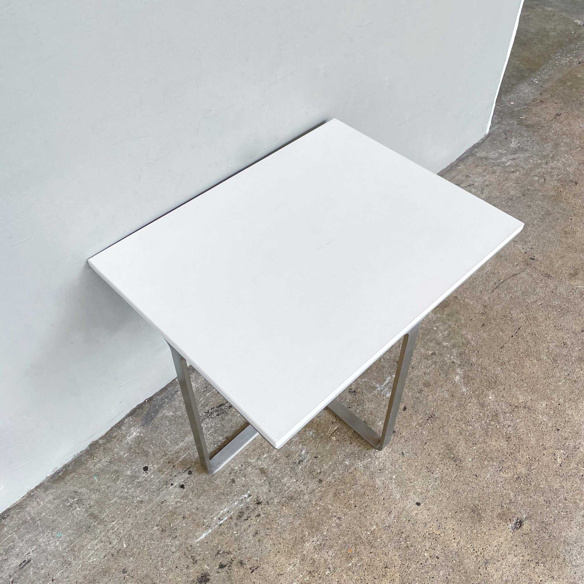 Minimal Side Table - White with Aluminium Legs