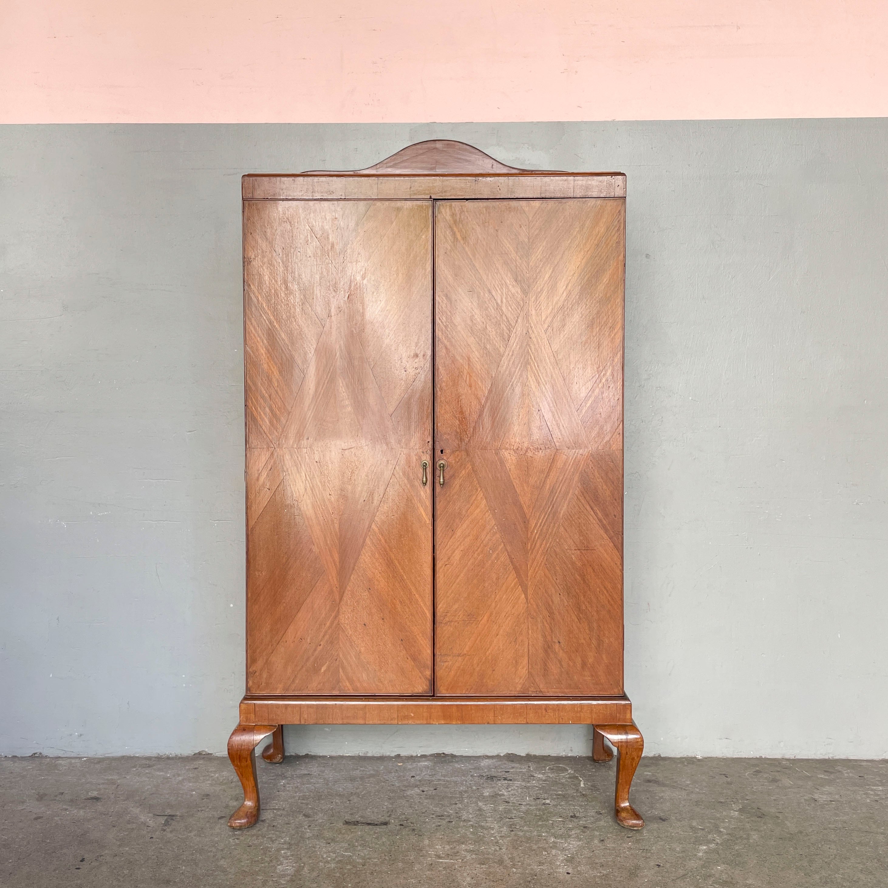 Vintage Teak Marquetry Cabinet
