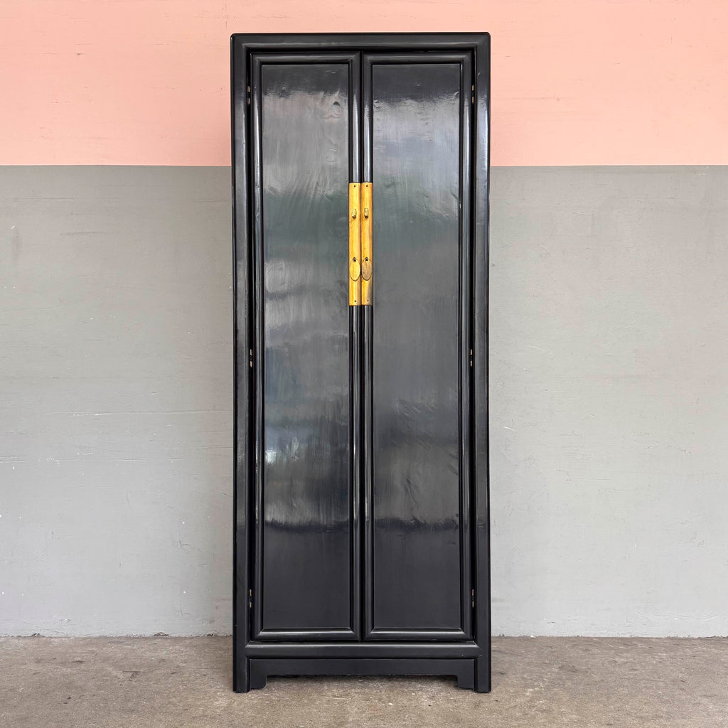 Black Lacquered Elm Wardrobe Cabinet