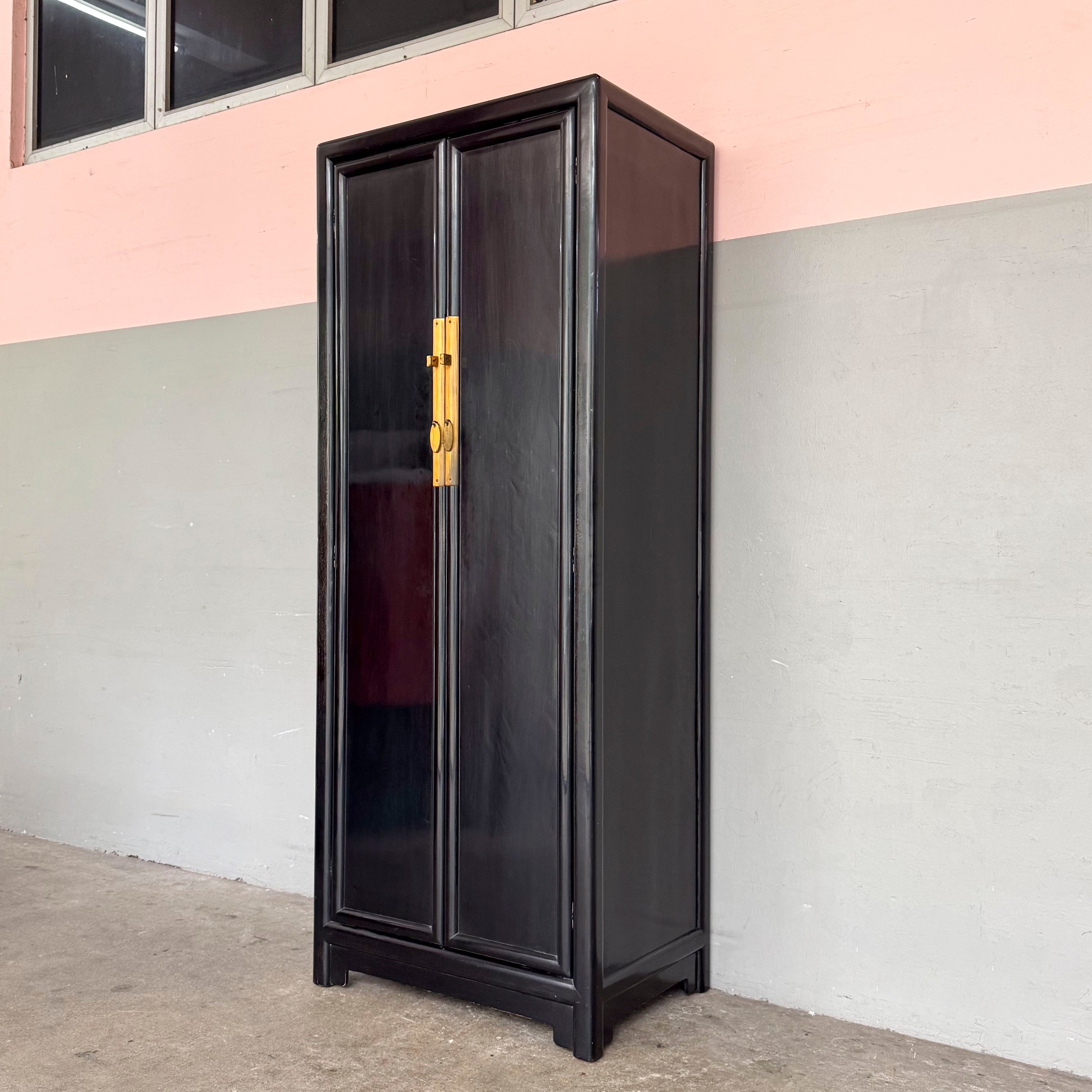 Black Lacquered Elm Wardrobe Cabinet