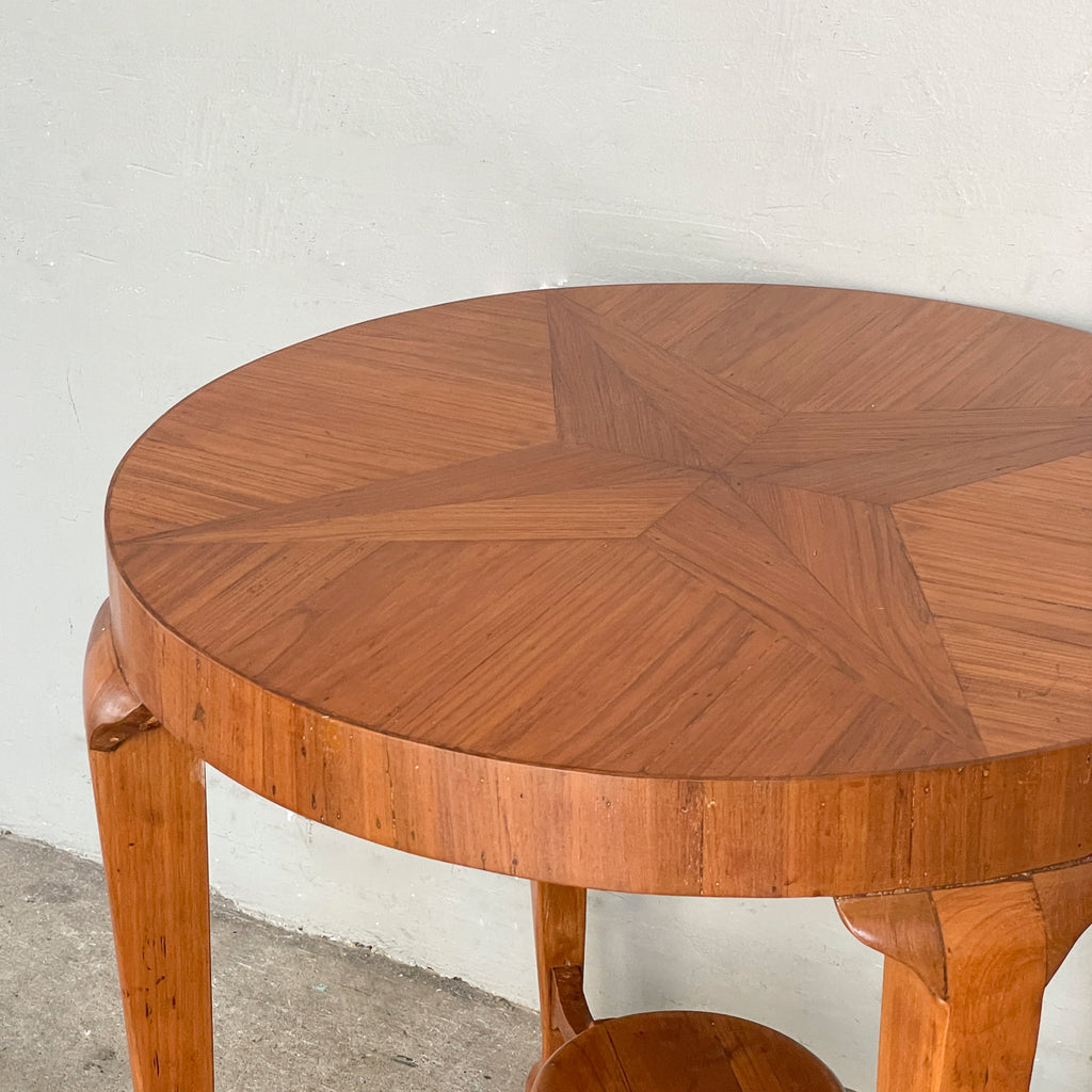 Newly Refurbished Round "Starburst" Marquetry Table