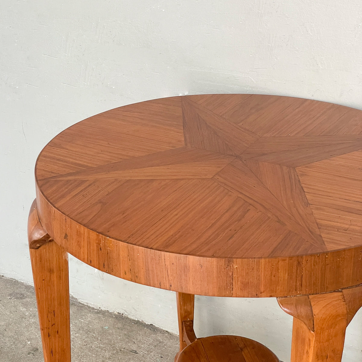 Newly Refurbished Round "Starburst" Marquetry Table