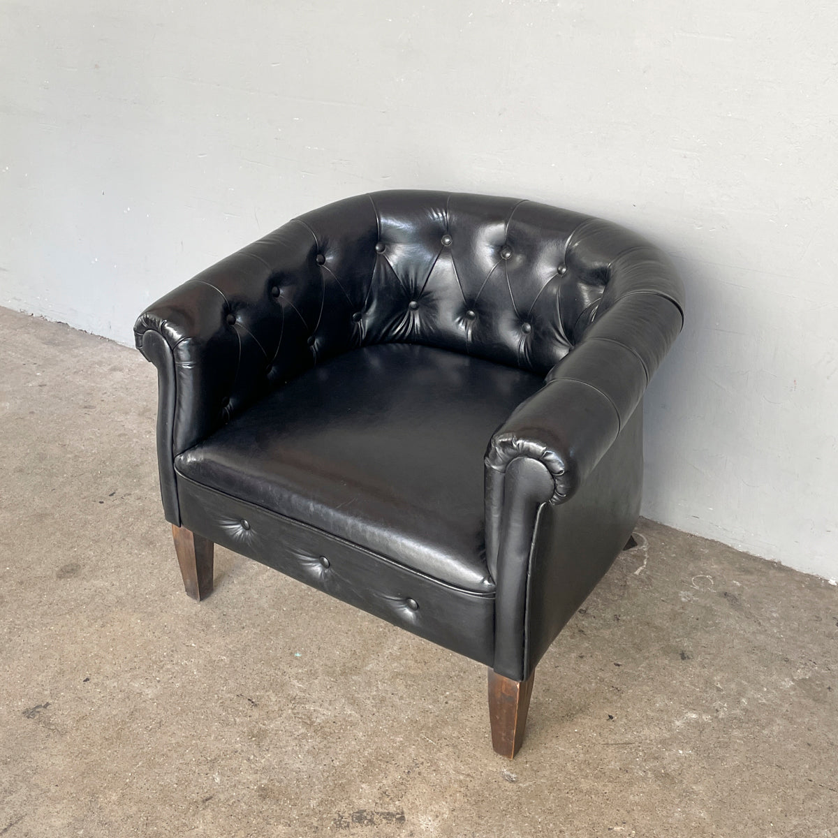 Black Synthetic Leather Sofa