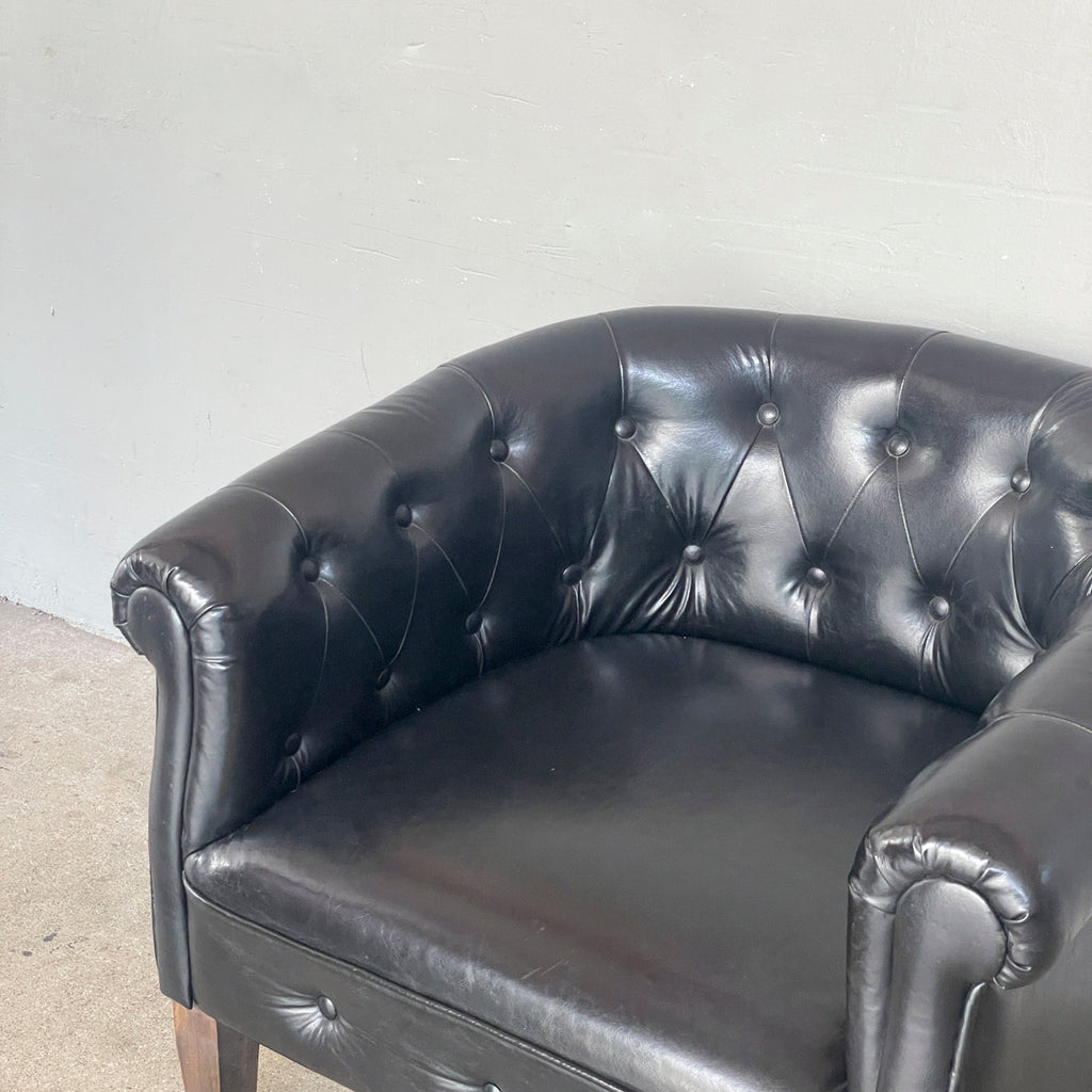 Black Synthetic Leather Sofa