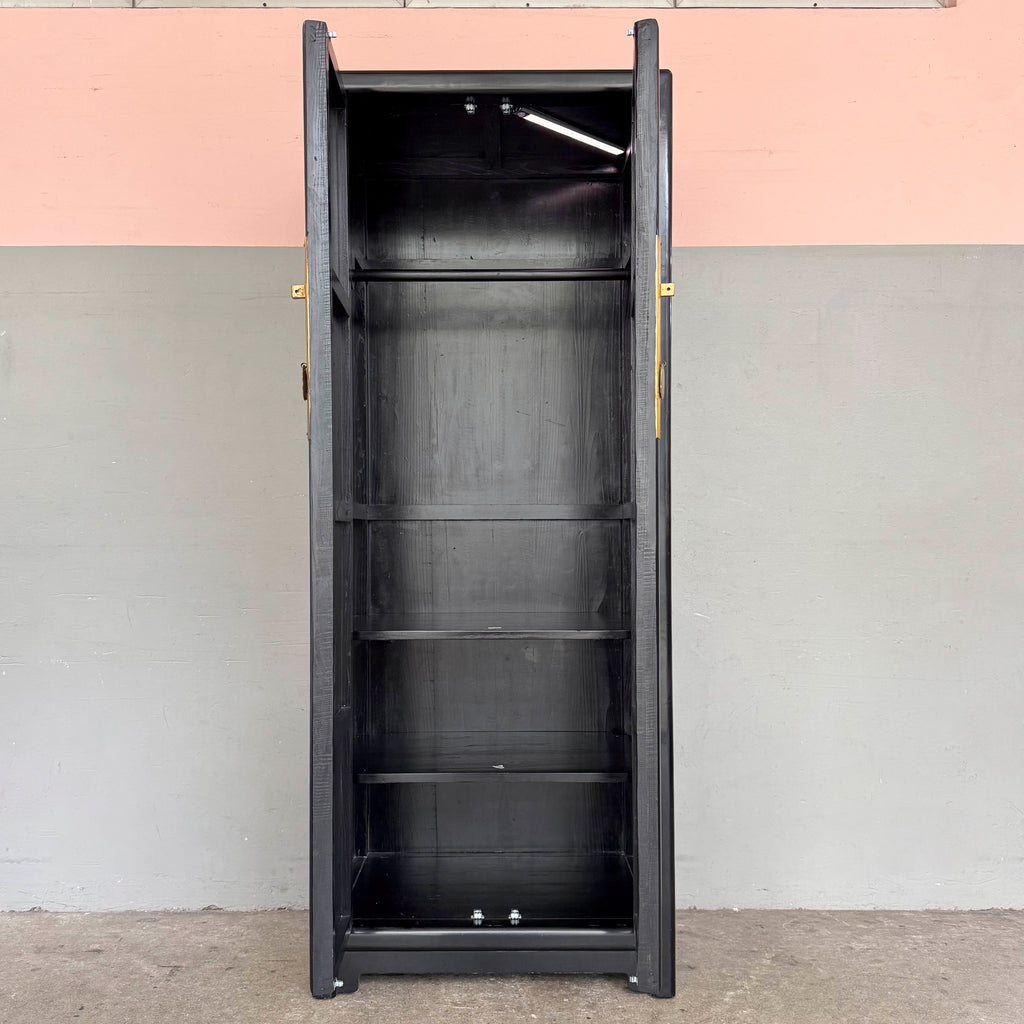 Black Lacquered Elm Wardrobe Cabinet