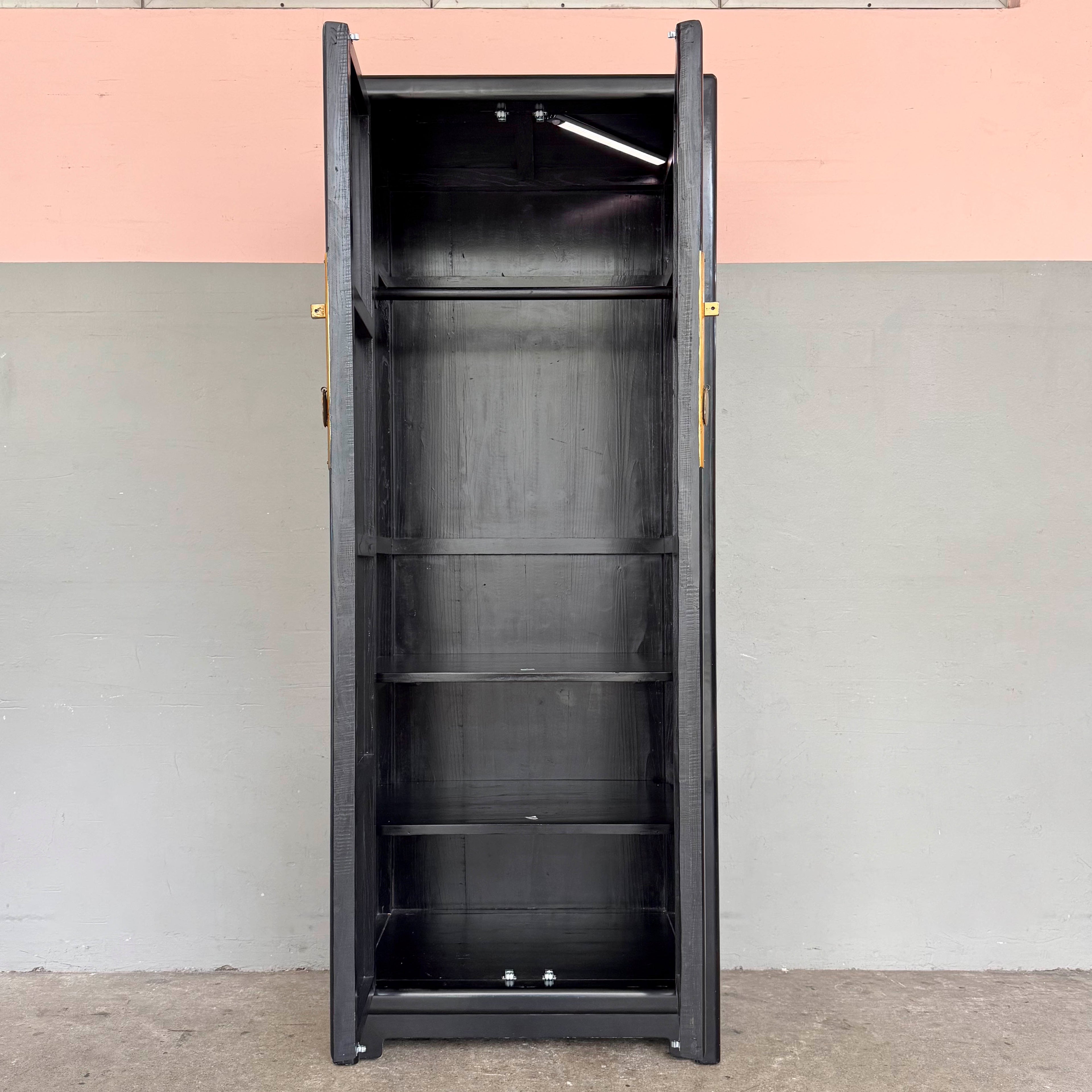 Black Lacquered Elm Wardrobe Cabinet