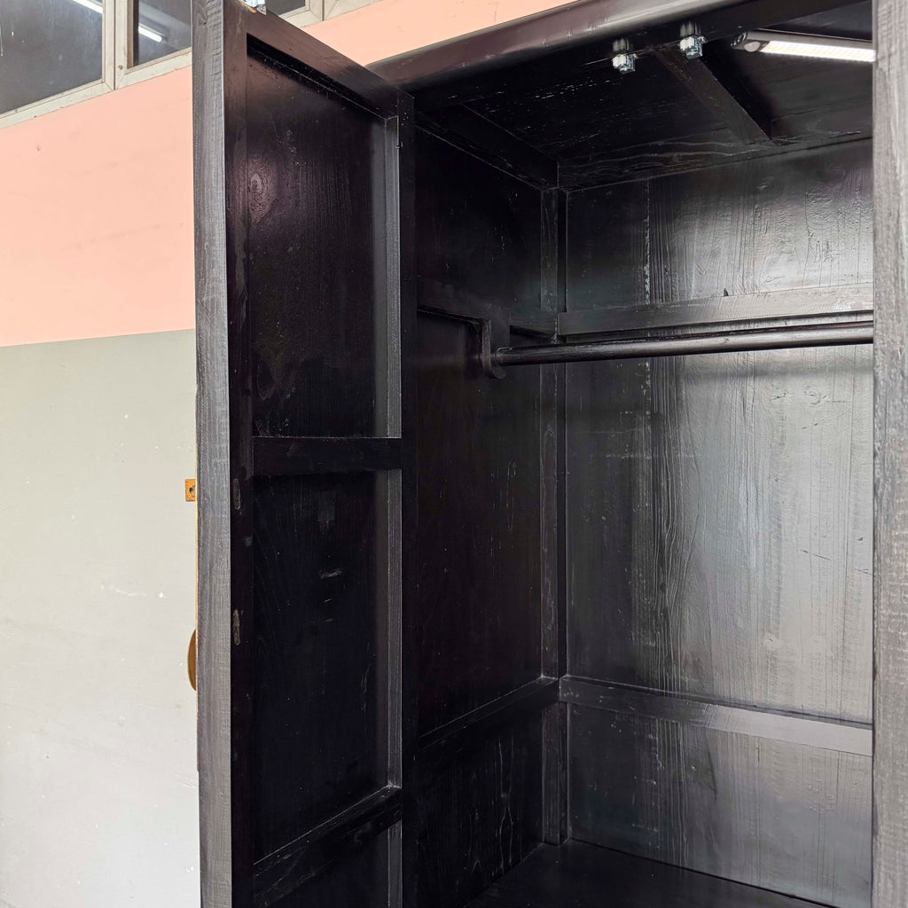 Black Lacquered Elm Wardrobe Cabinet