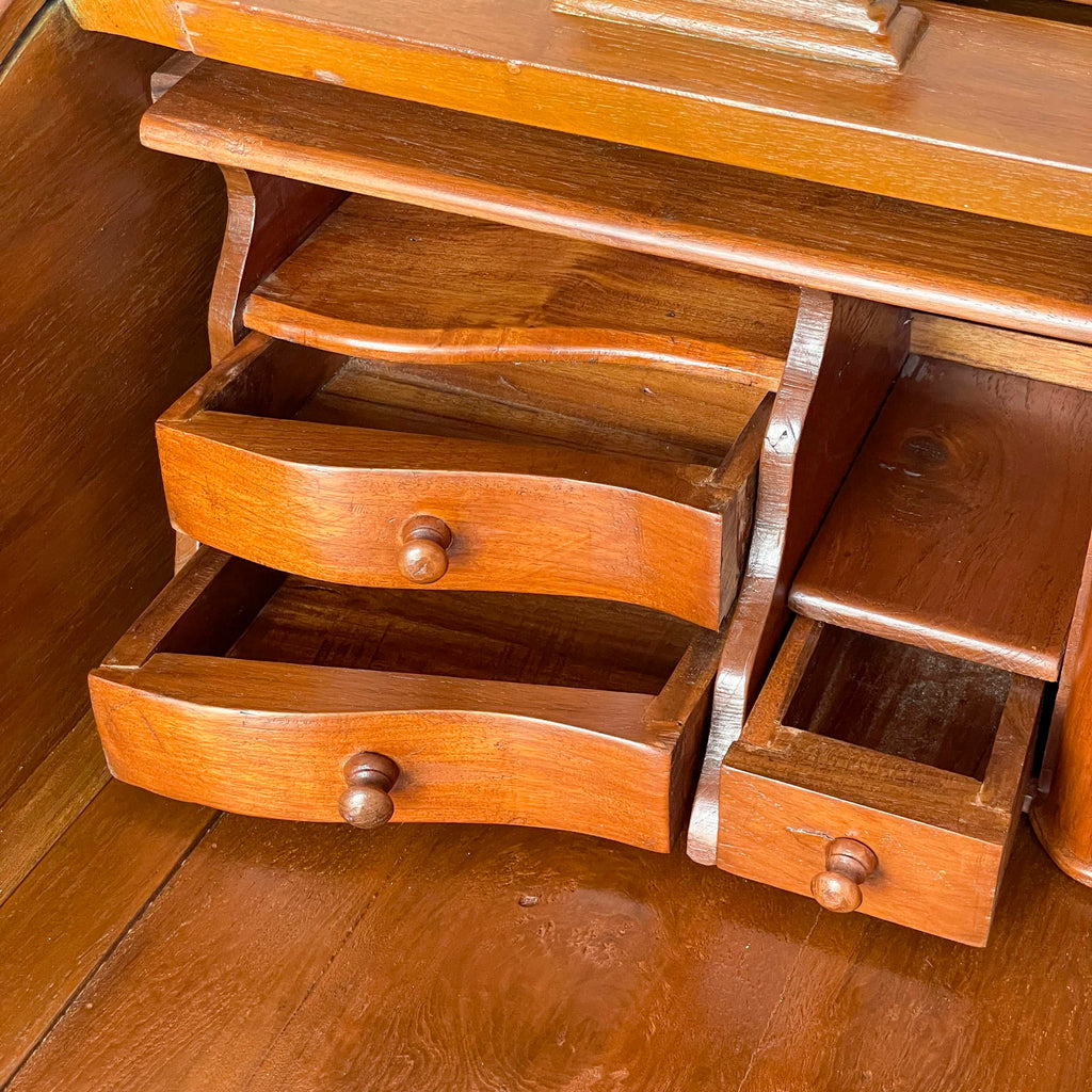 Refurbished Teak Roll-Top Writing Bureau