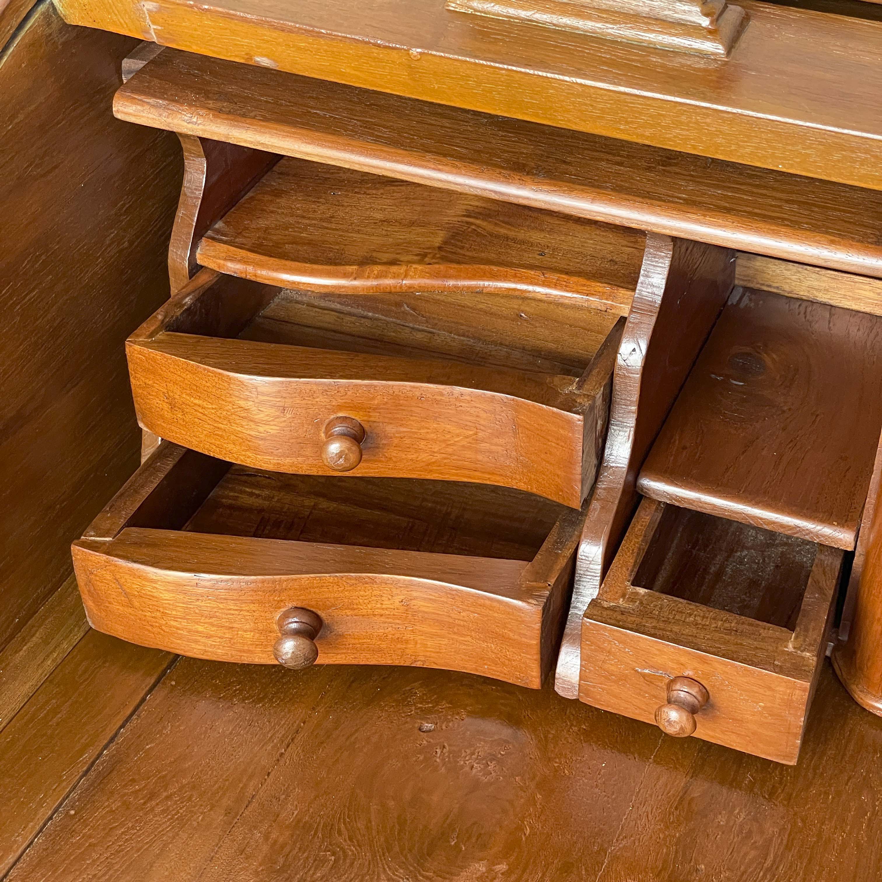 Refurbished Teak Roll-Top Writing Bureau