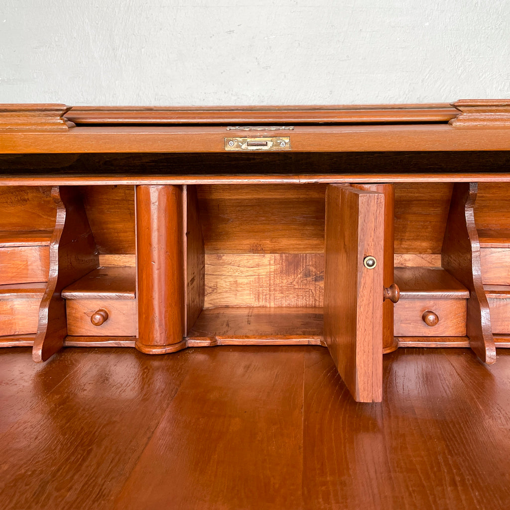 Refurbished Teak Roll-Top Writing Bureau