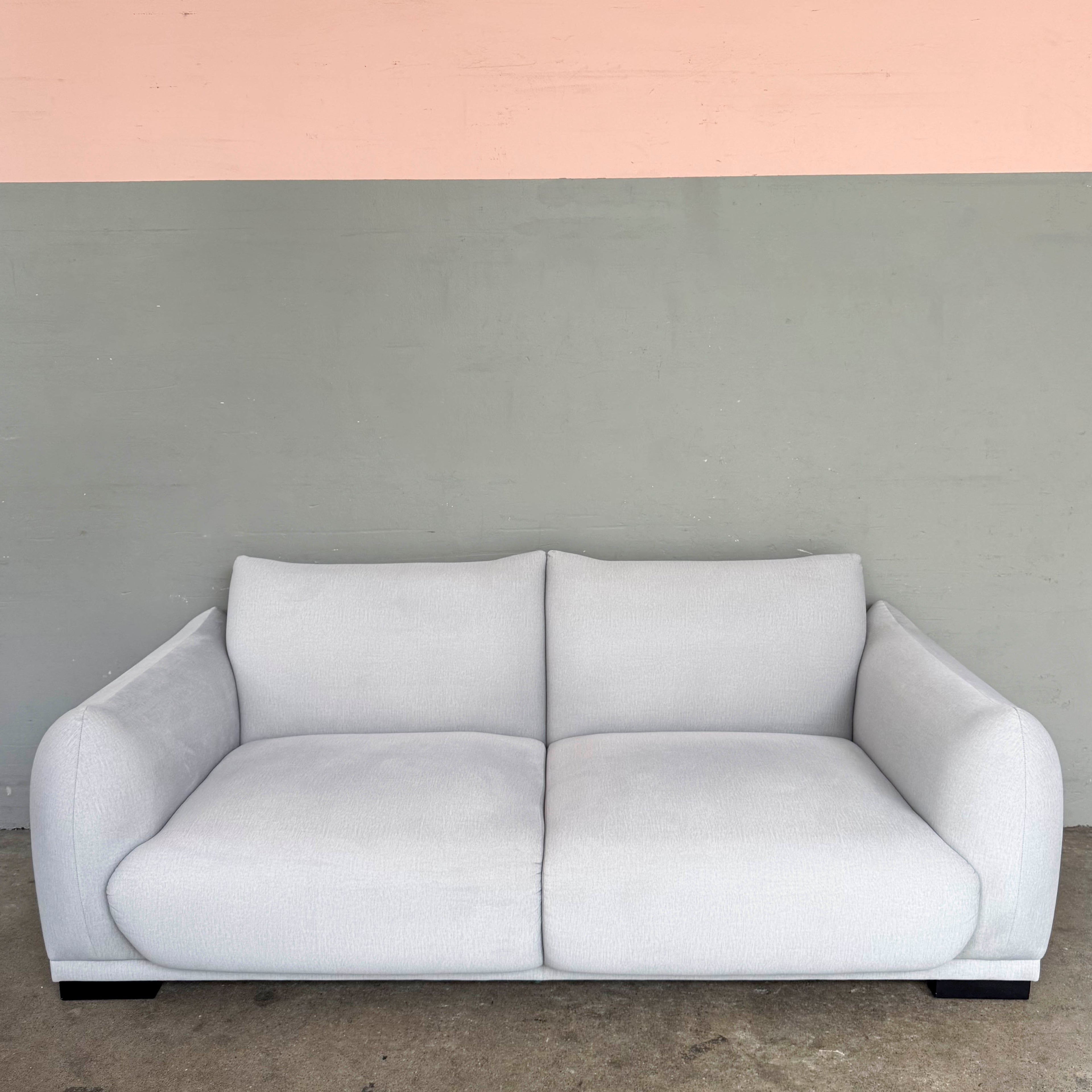 Plush Grey Fabric Sofa