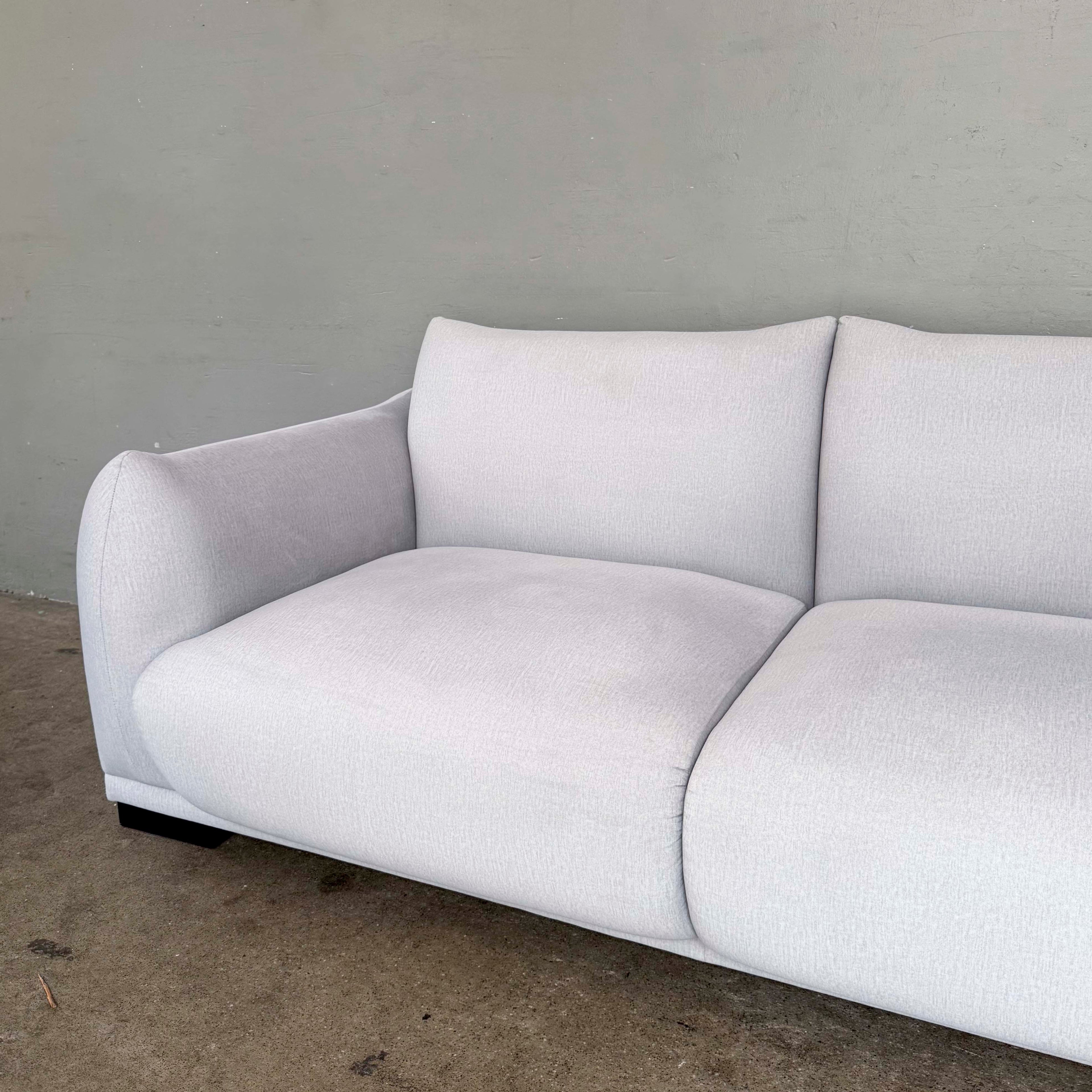 Plush Grey Fabric Sofa
