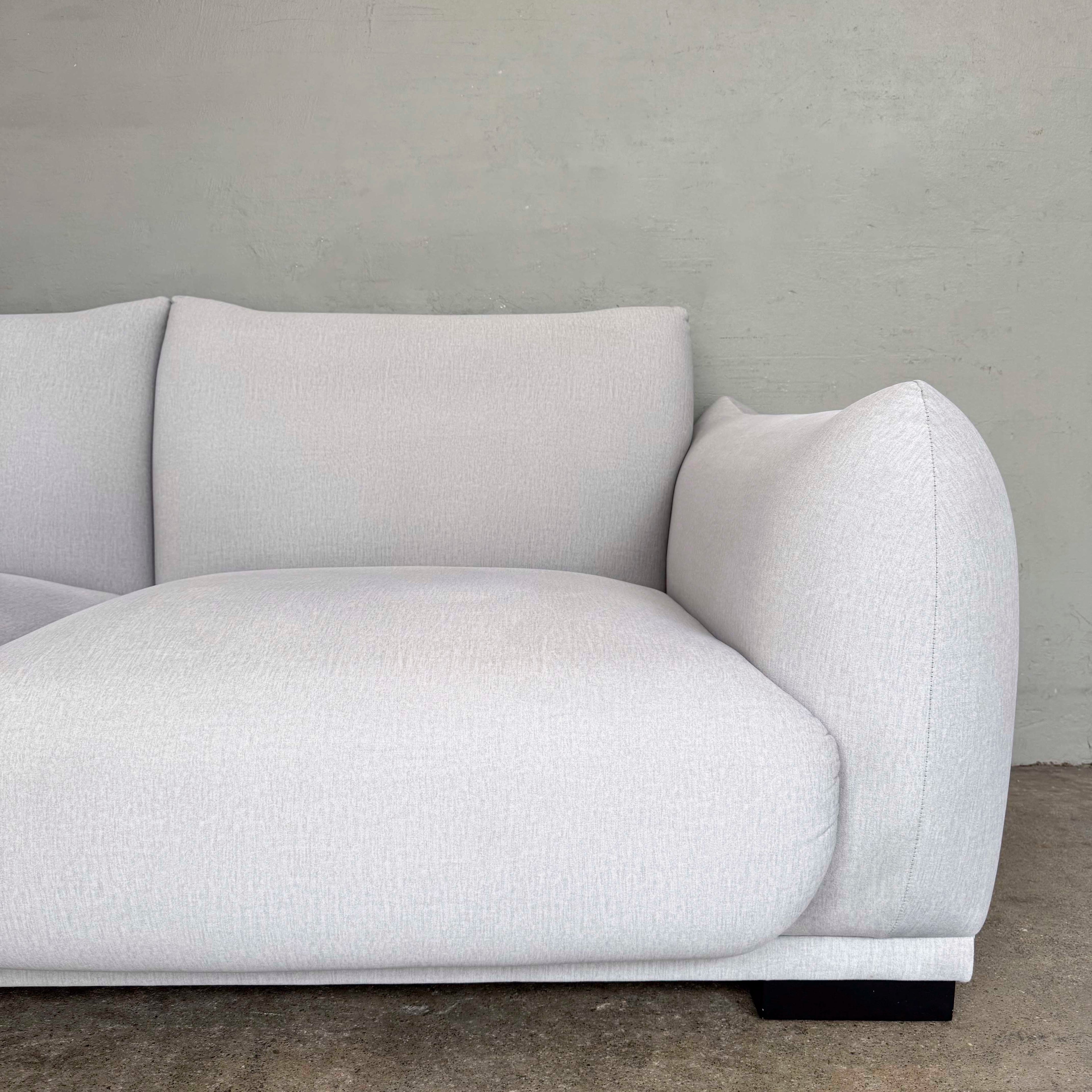 Plush Grey Fabric Sofa