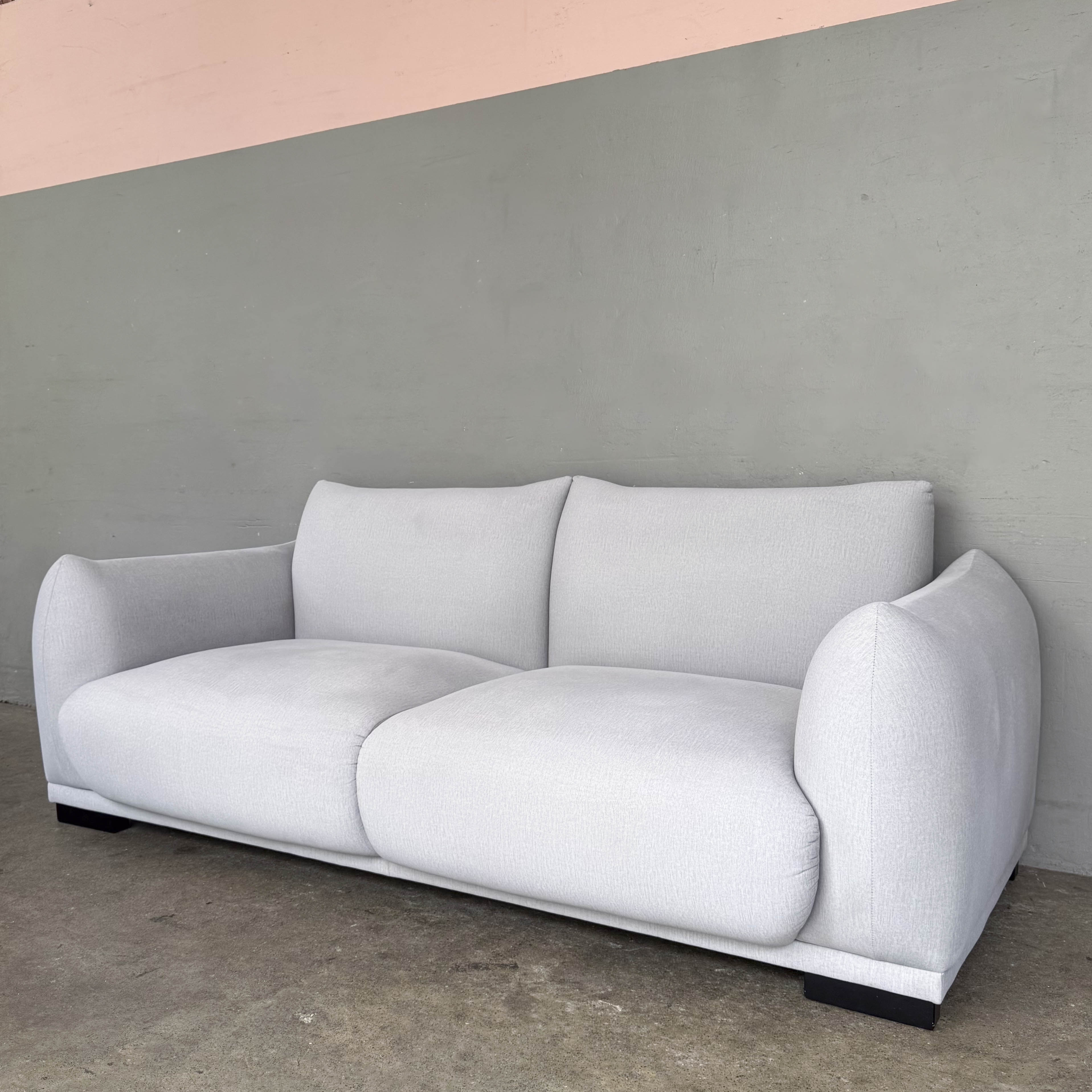 Plush Grey Fabric Sofa