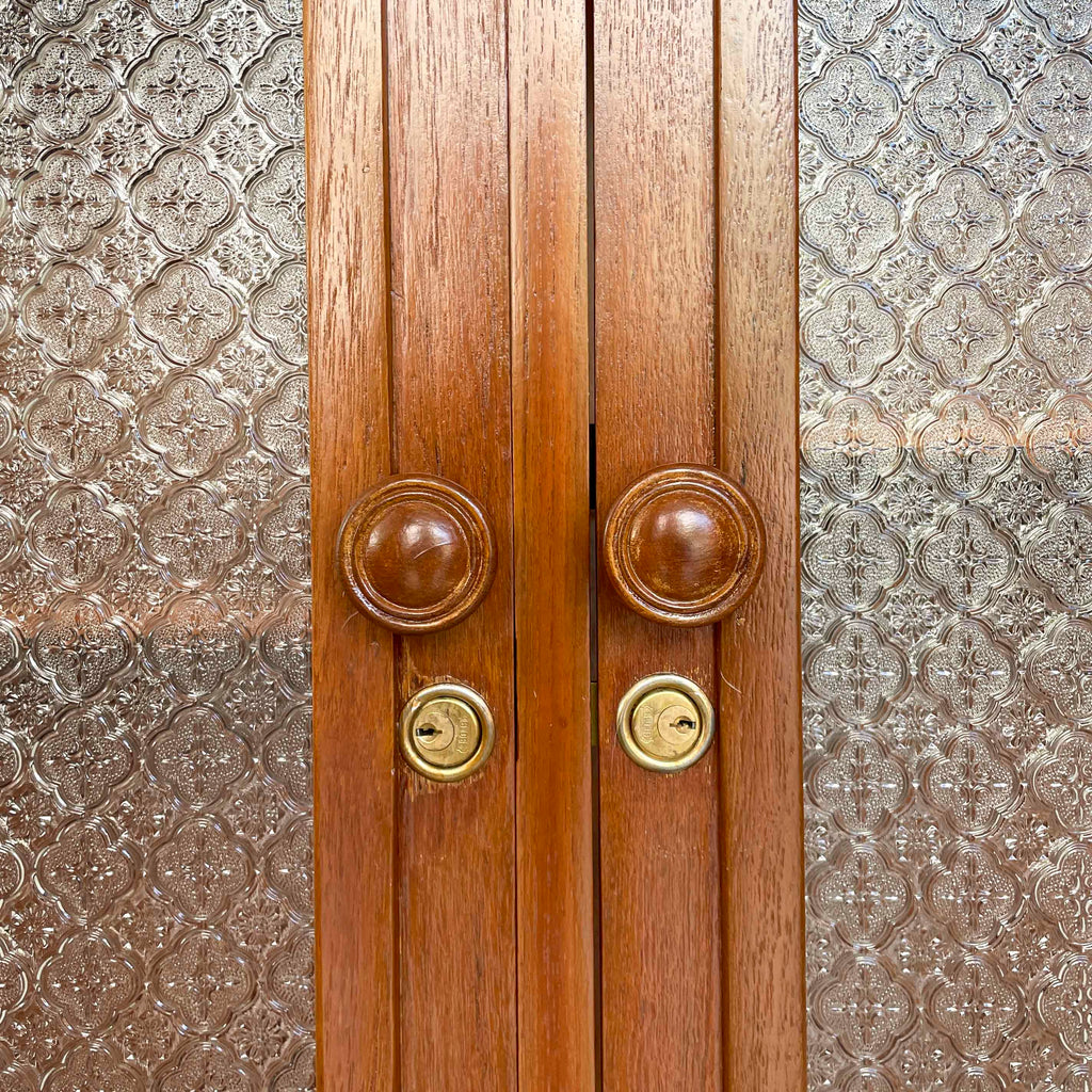 Refurbished Textured Floral Glass Cabinet