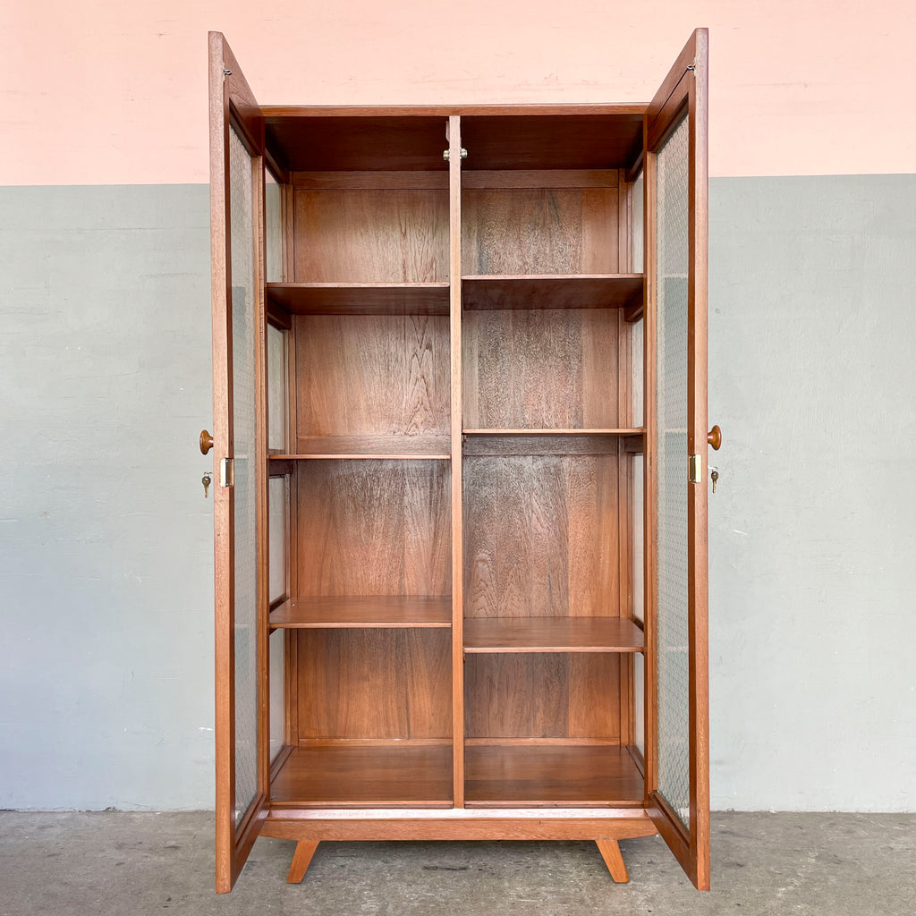 Refurbished Textured Floral Glass Cabinet