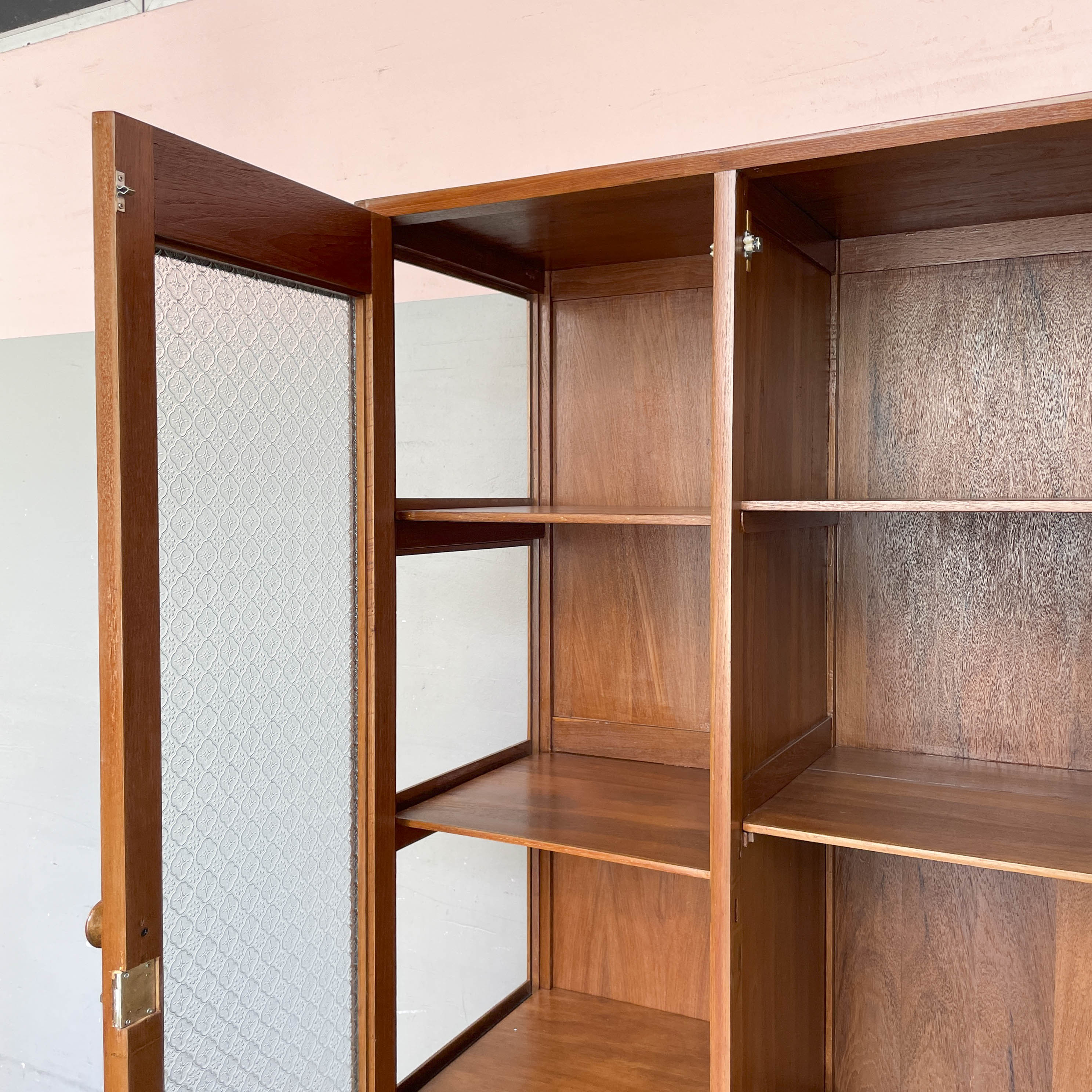Refurbished Textured Floral Glass Cabinet
