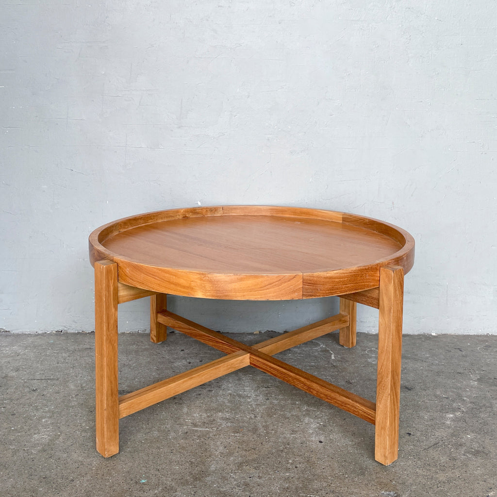 Round Tray-Top Solid Teak Coffee Table