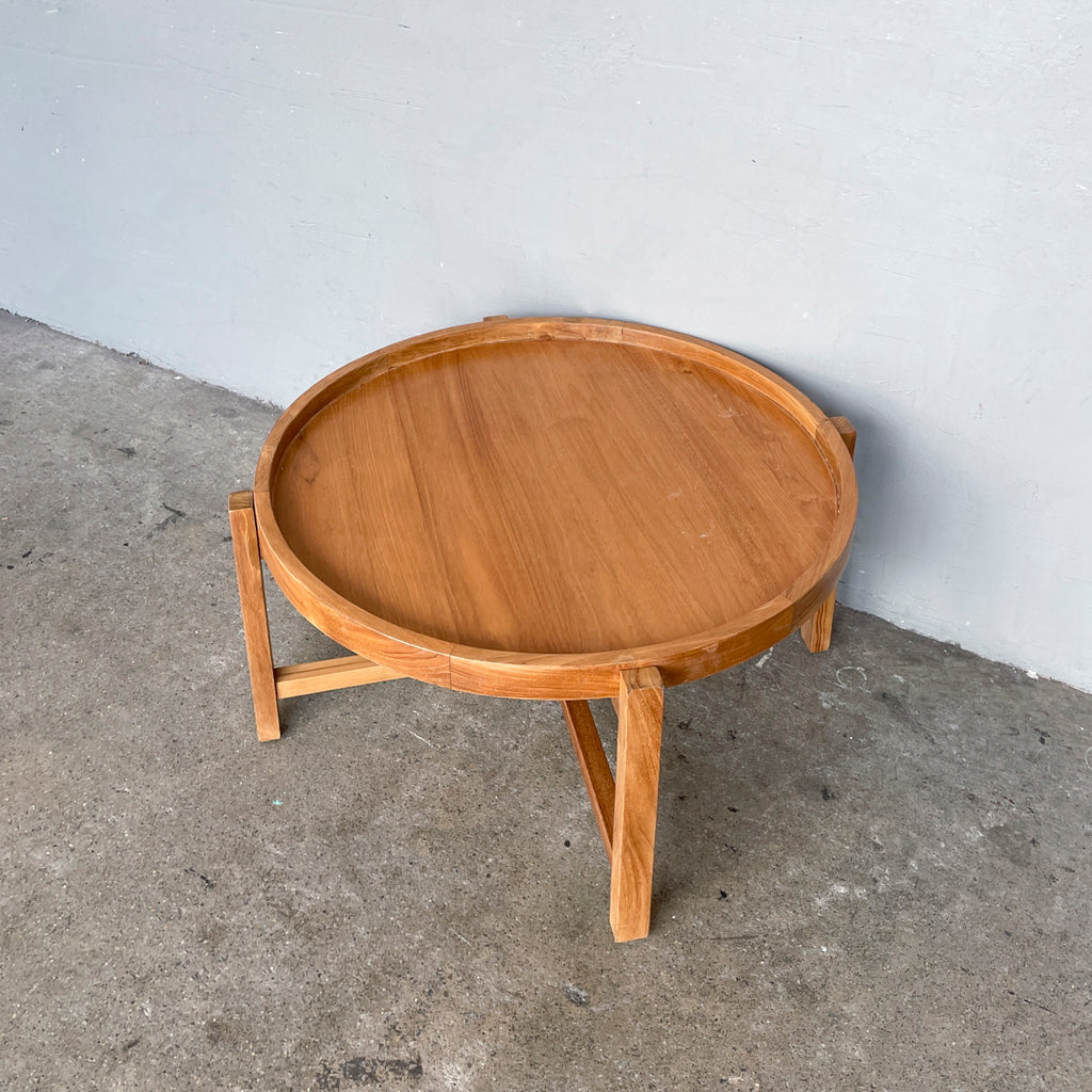Round Tray-Top Solid Teak Coffee Table
